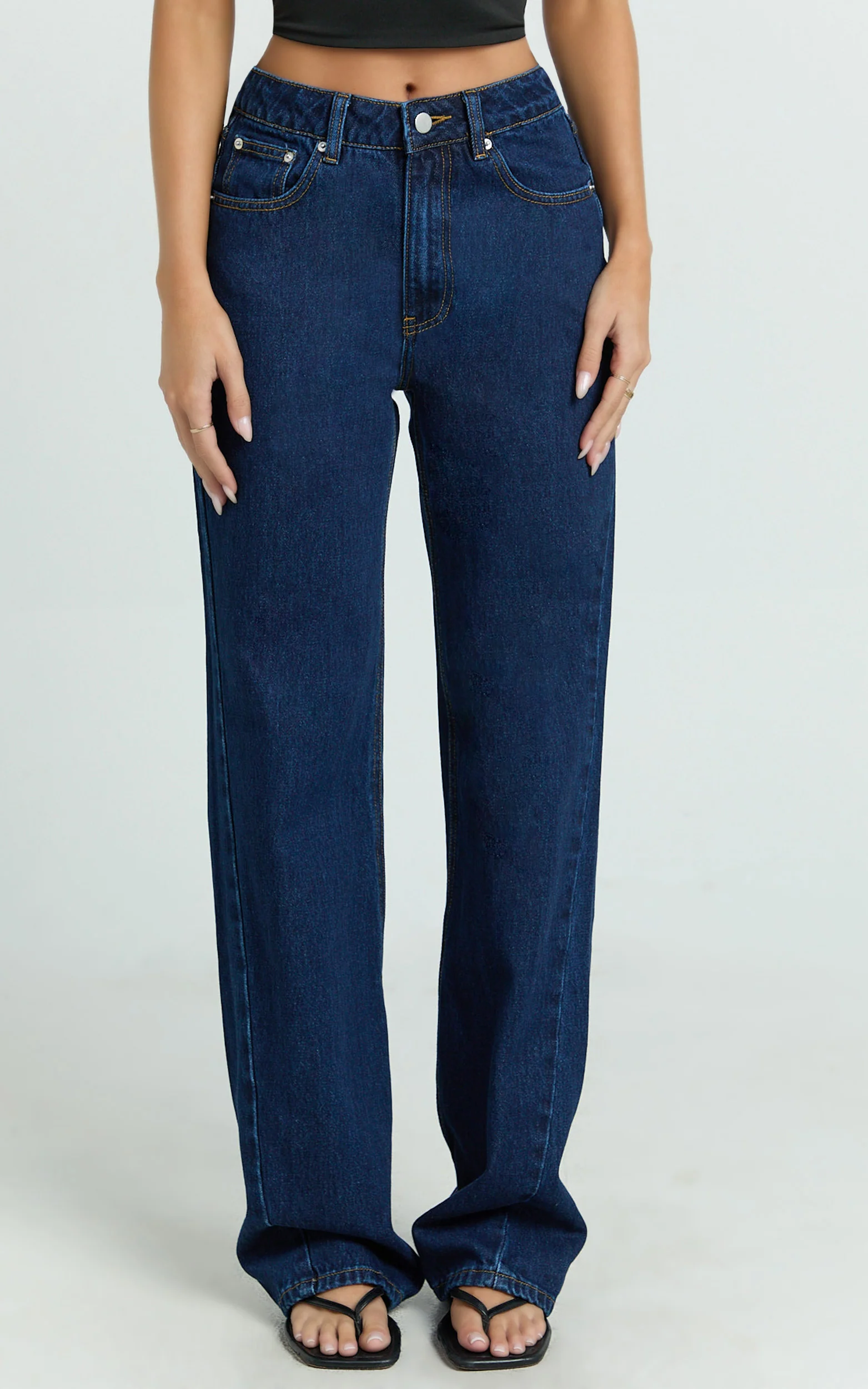 Abbie Jeans - Mid Rise Straight Leg Recycled Denim Jeans in Indigo Wash