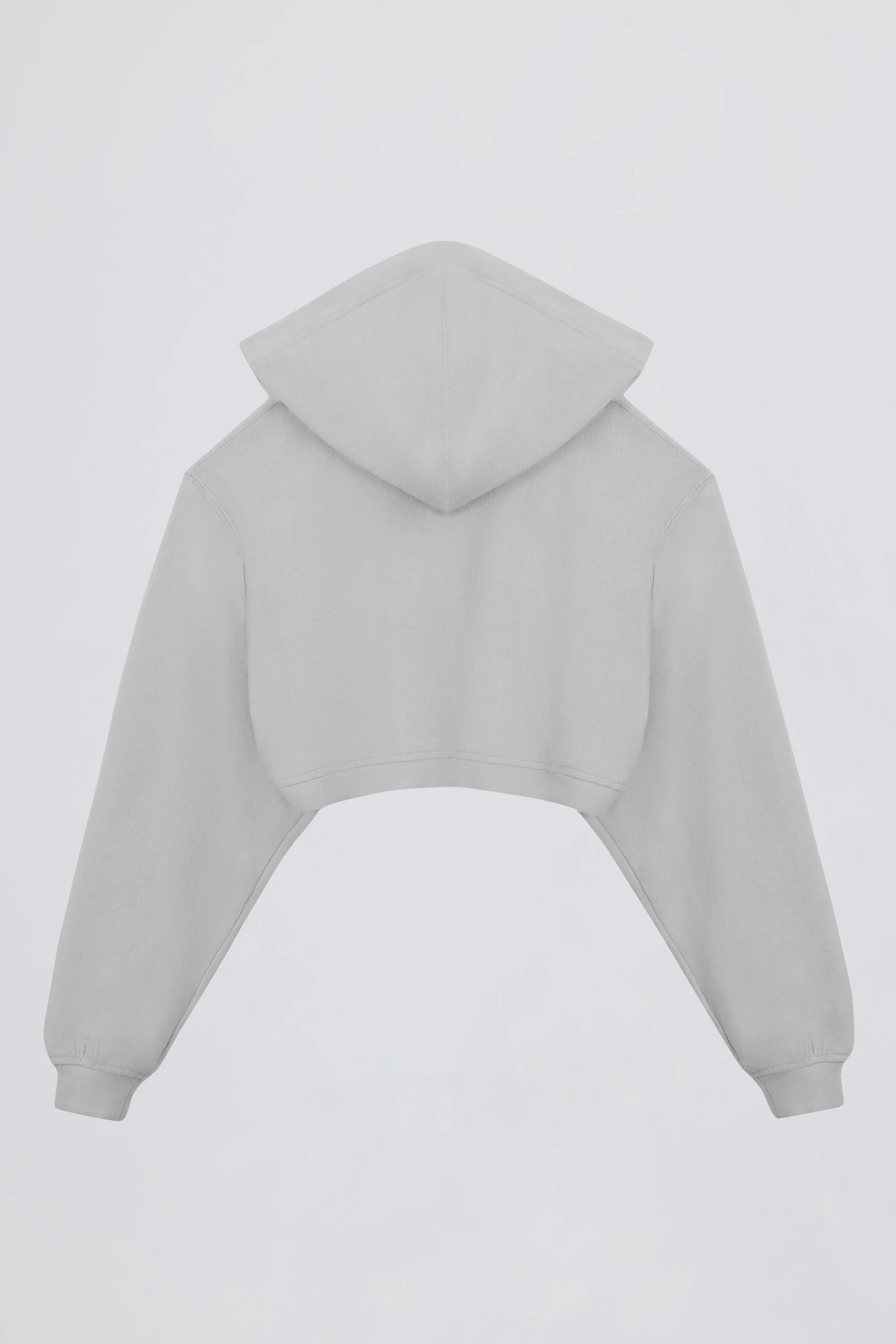 Brushed Jersey Hooded Cropped Shrug in Fog Grey