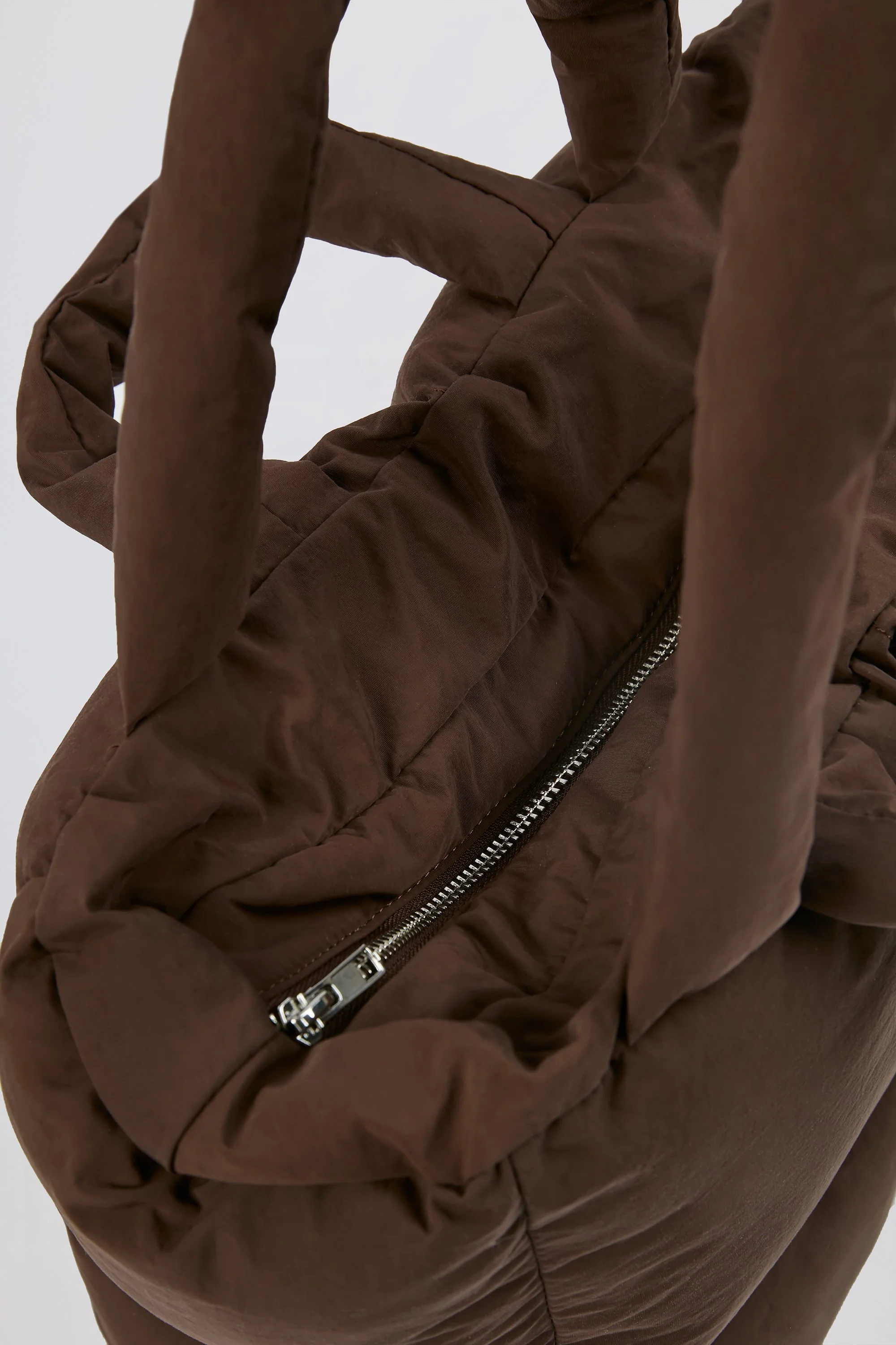 Quilted Puffer Bag in Mahogany