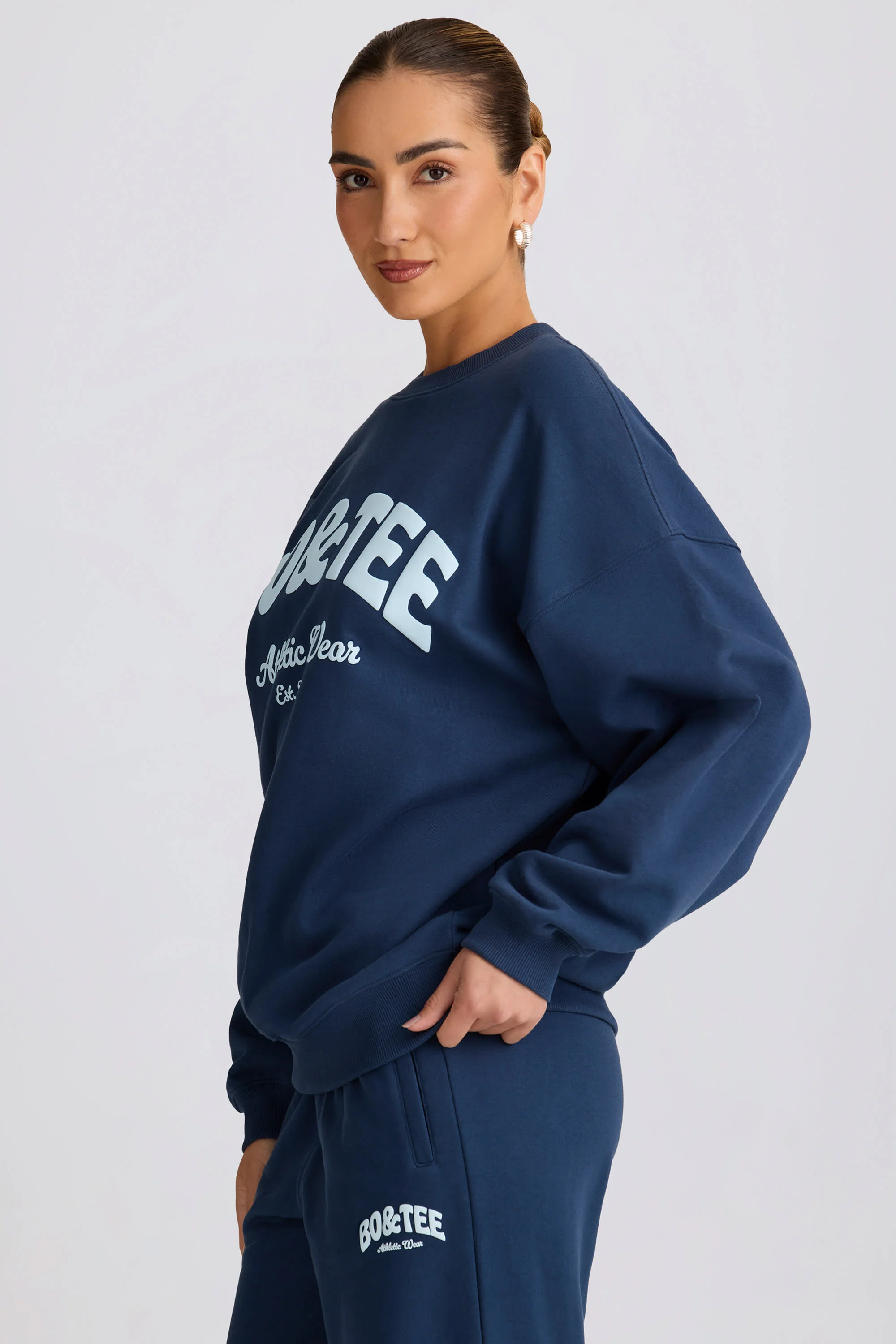 Oversized Crew-Neck Sweatshirt in Dark Navy