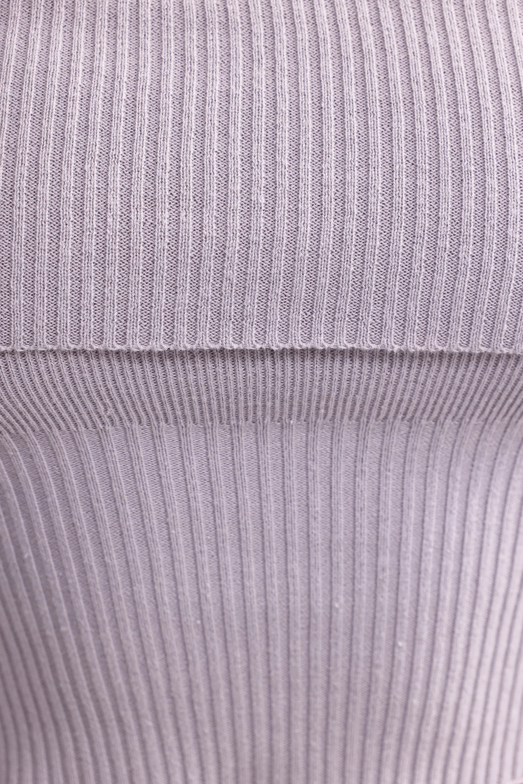 Bandeau Chunky Knit Crop Top in Dusty Lavender