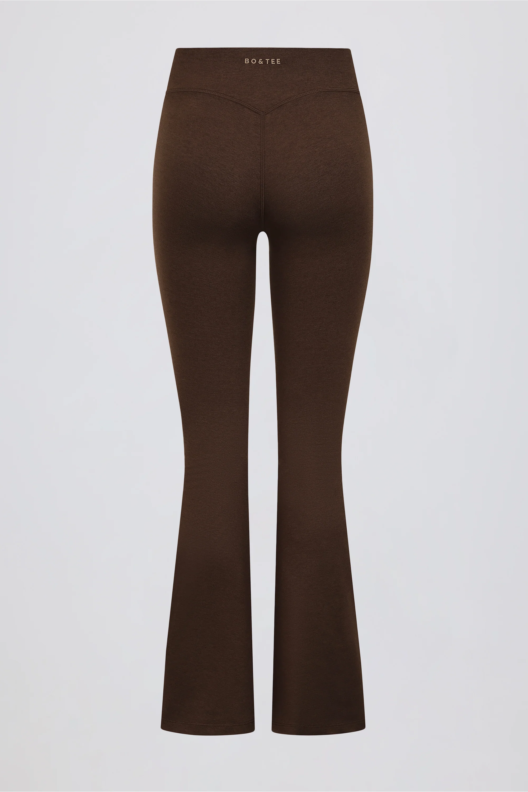 Ruched Flared Trousers in Pecan Marl