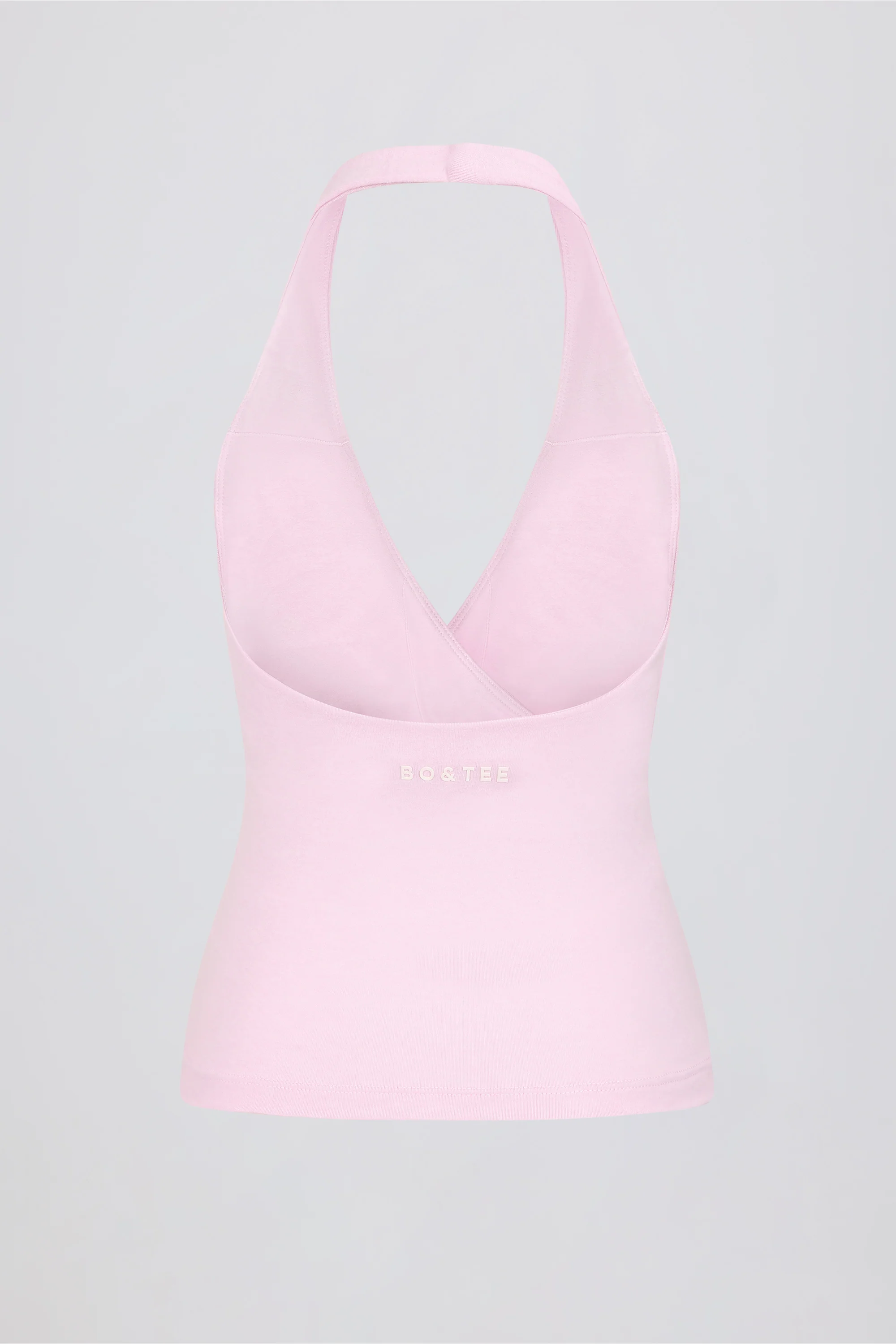 Wrap Halterneck Tank Top in Pale Pink Marl