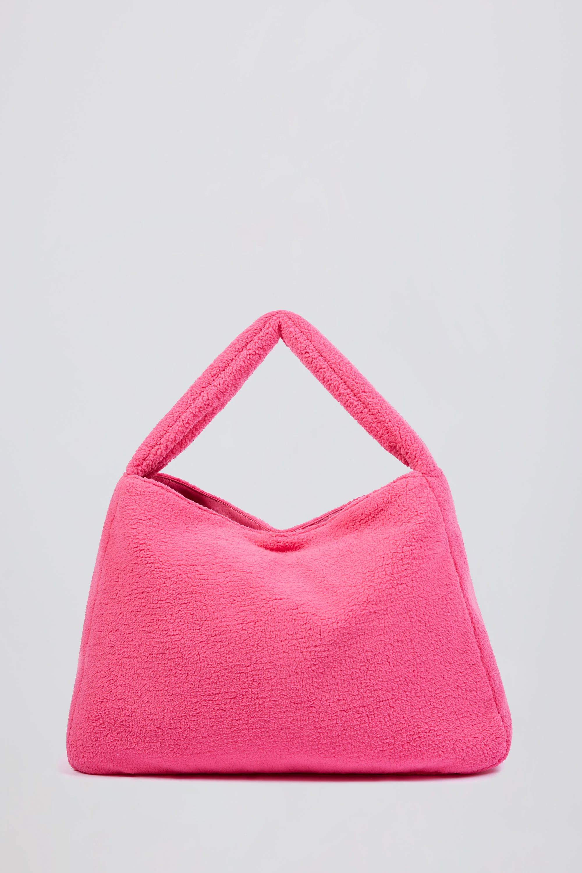 Oversized Fleece Tote Bag in Hot Pink
