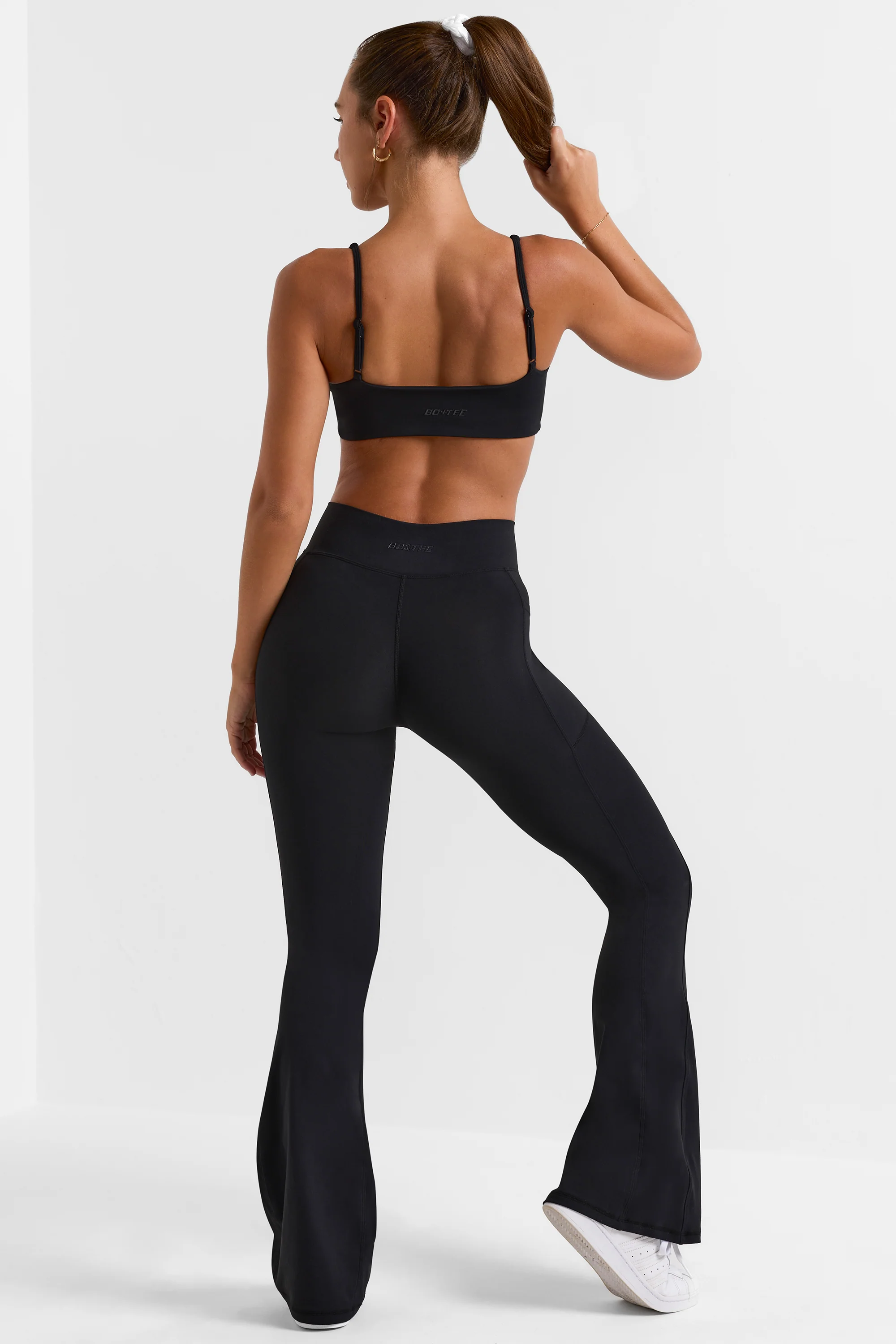 Soft Active Crossover Flared Trousers in Black
