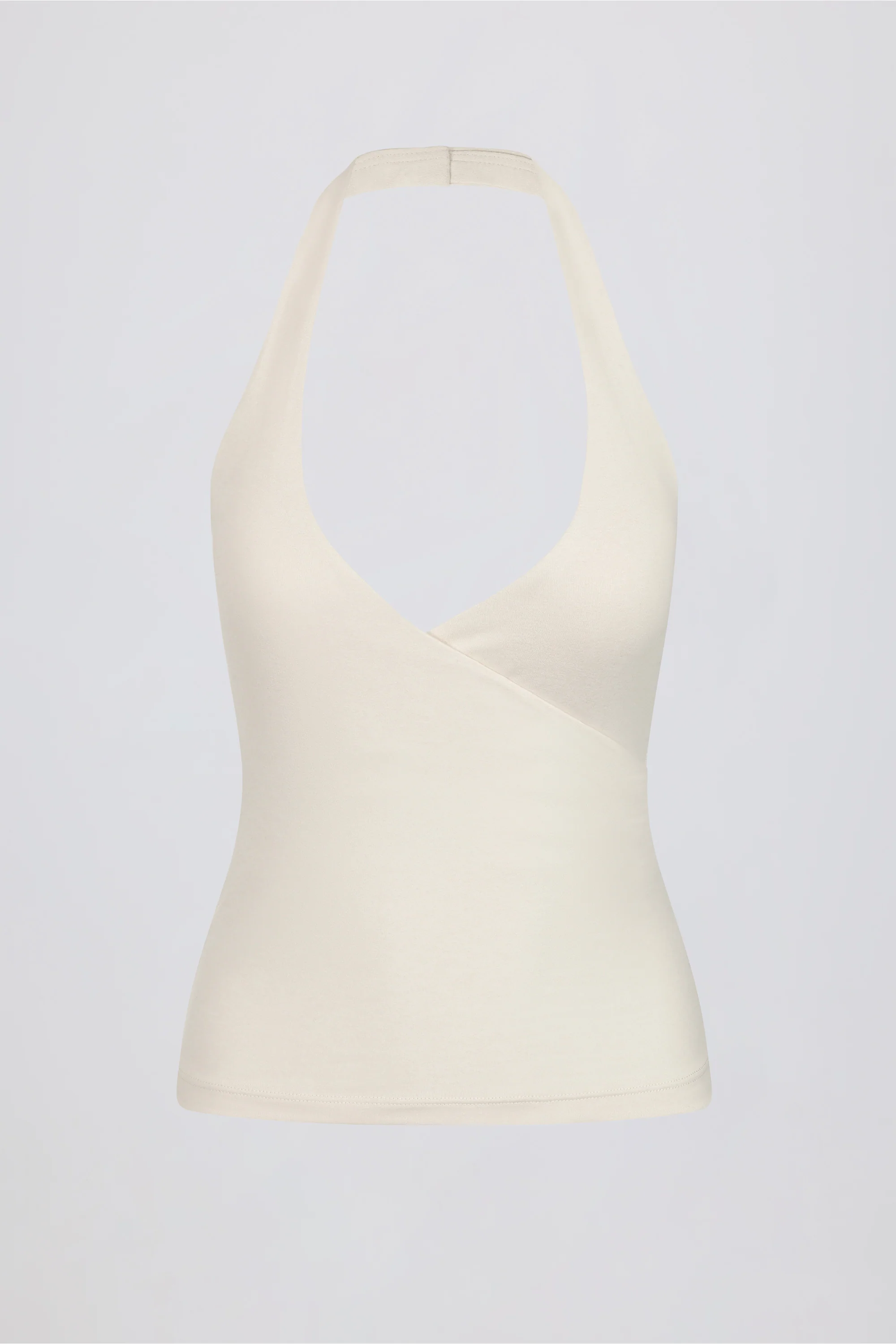 Wrap Halterneck Tank Top in Ivory Marl