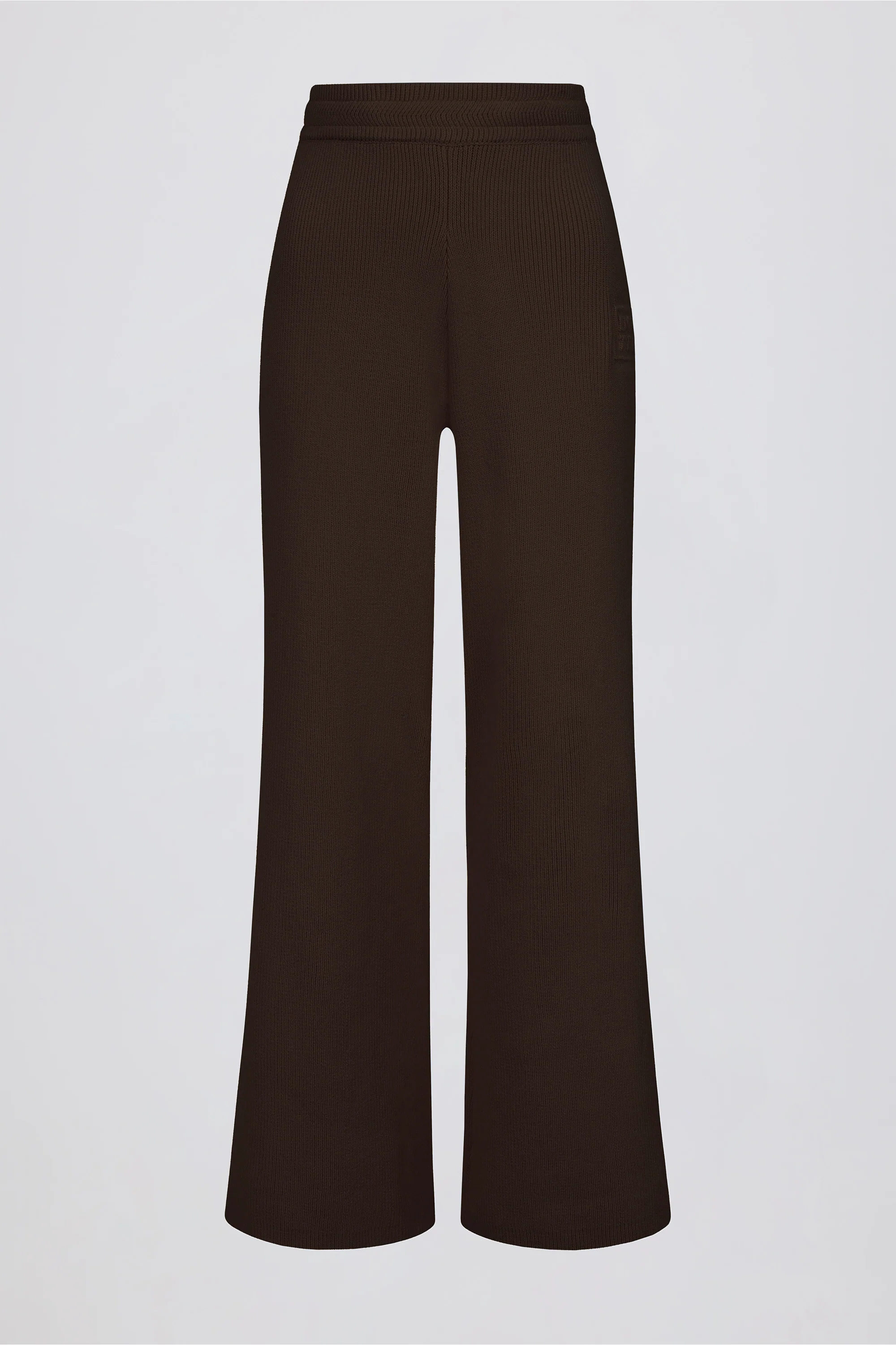 Ribbed-Knit Wide-Leg Joggers in Pecan