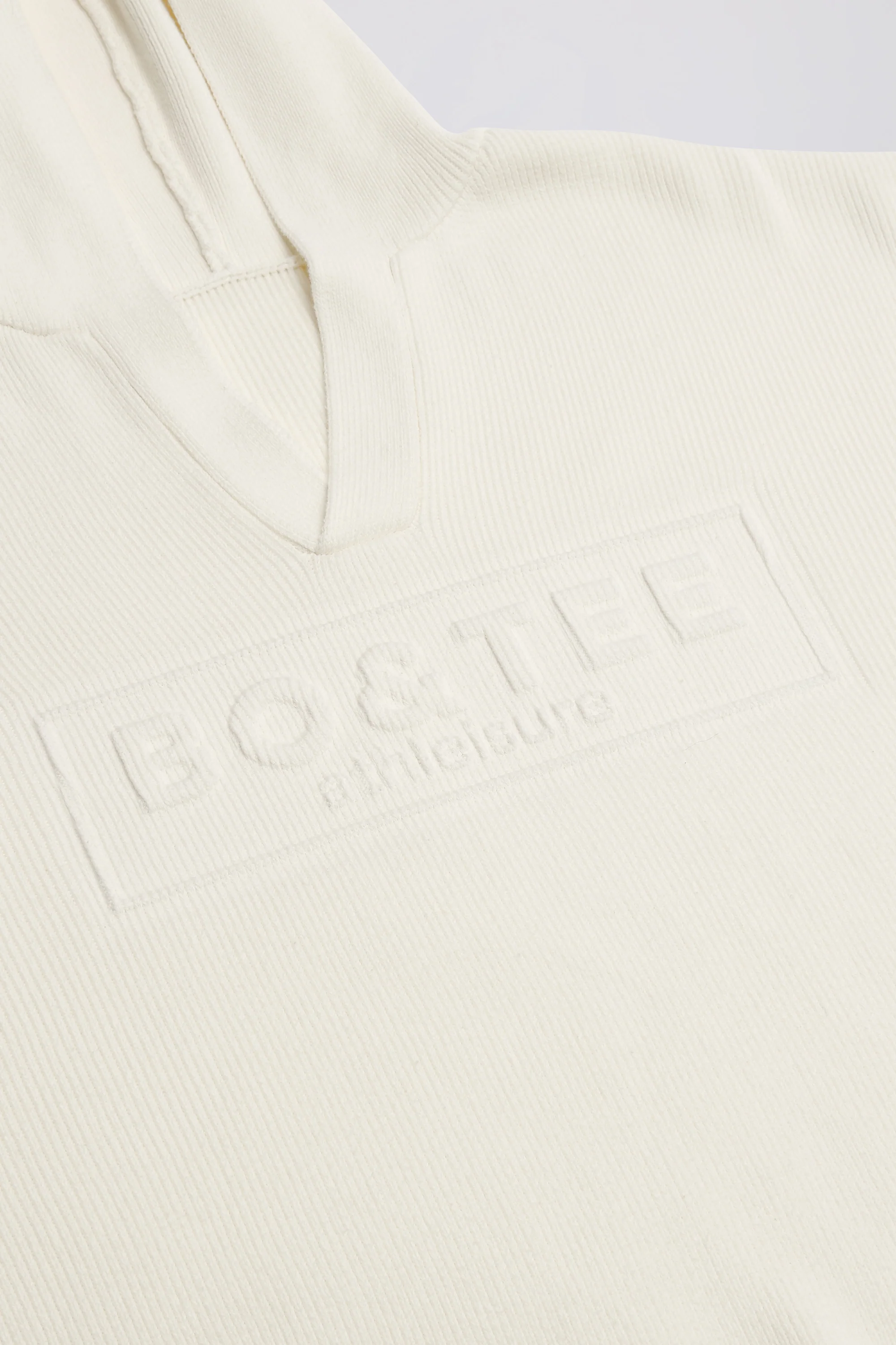 Ribbed-Knit Oversized Hoodie in Ivory