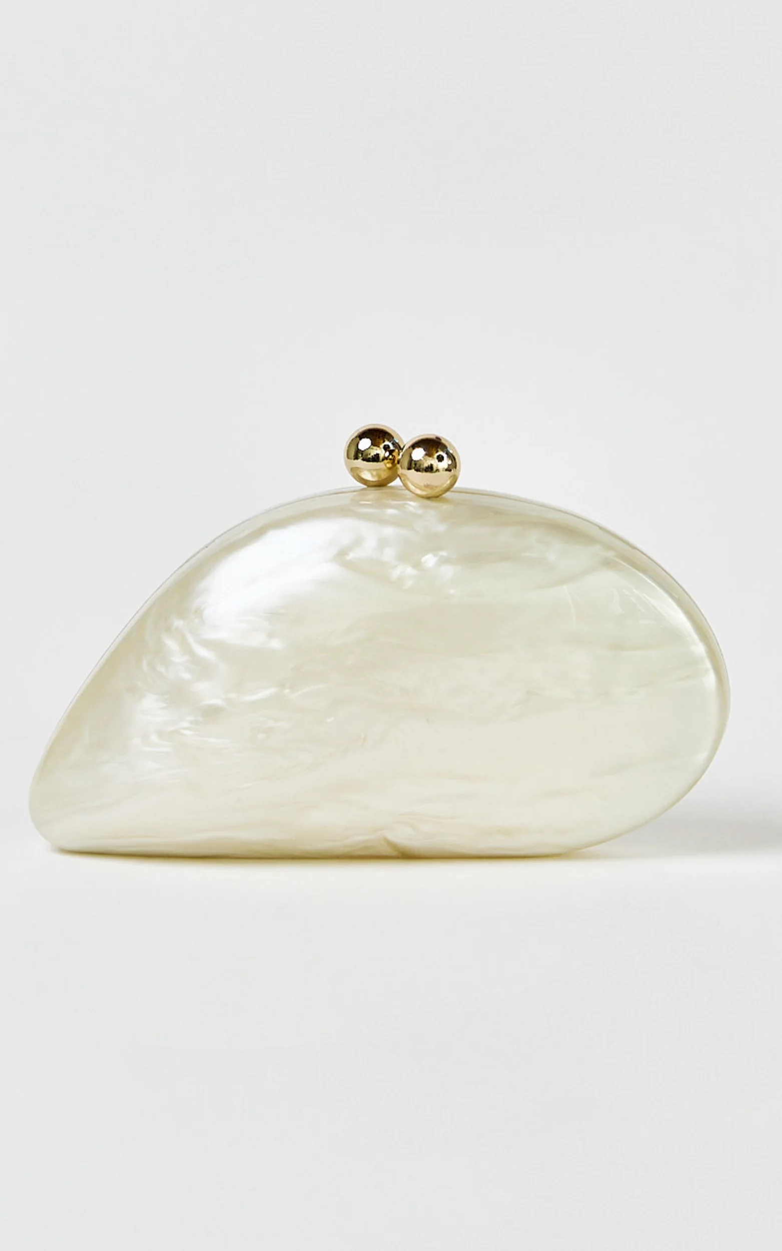 Nami Clutch Bag with Hardware Detail in Pearl - Nami Clutch Bag with Hardware Detail in Pearl