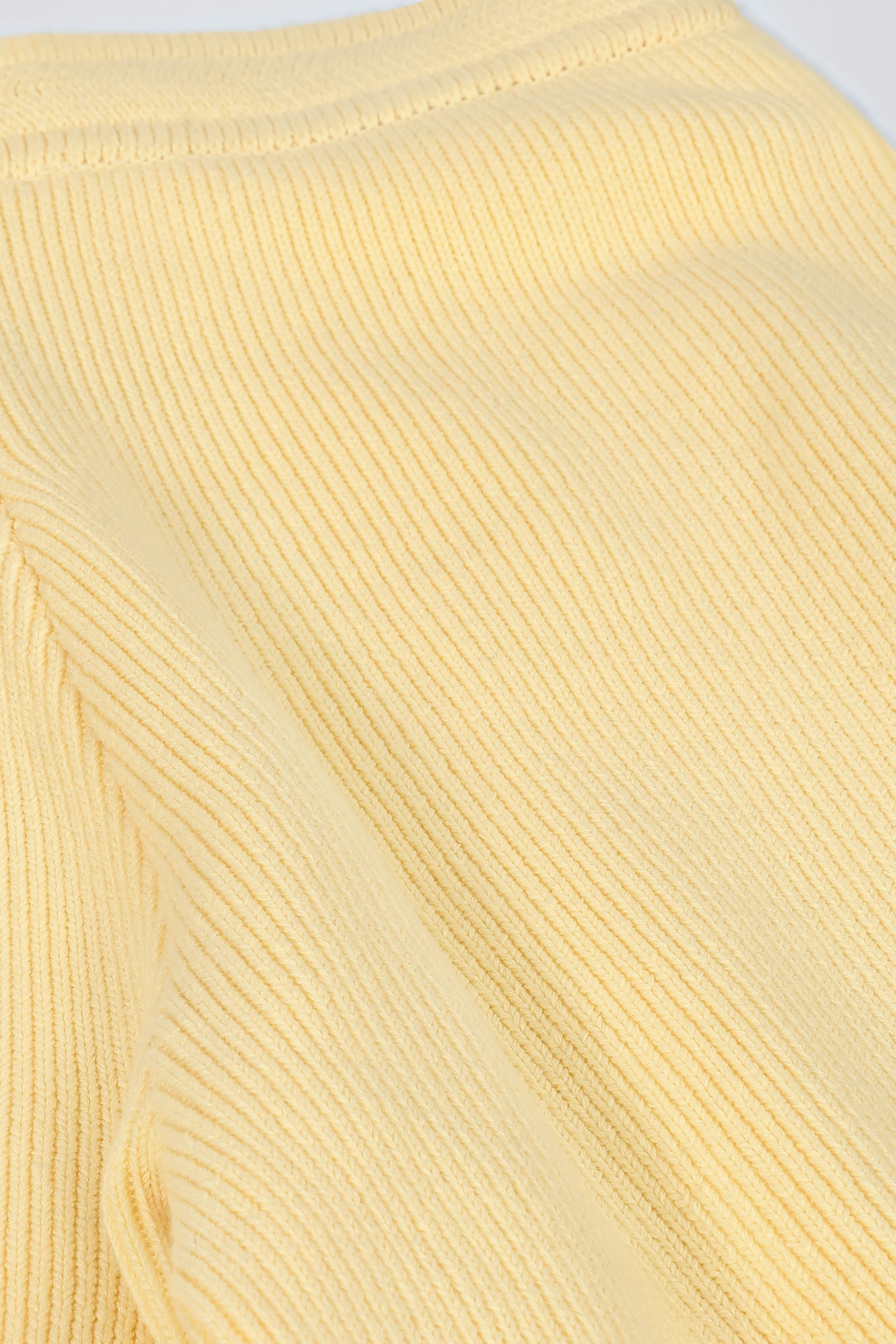 Ribbed-Knit Wide-Leg Joggers in Lemon