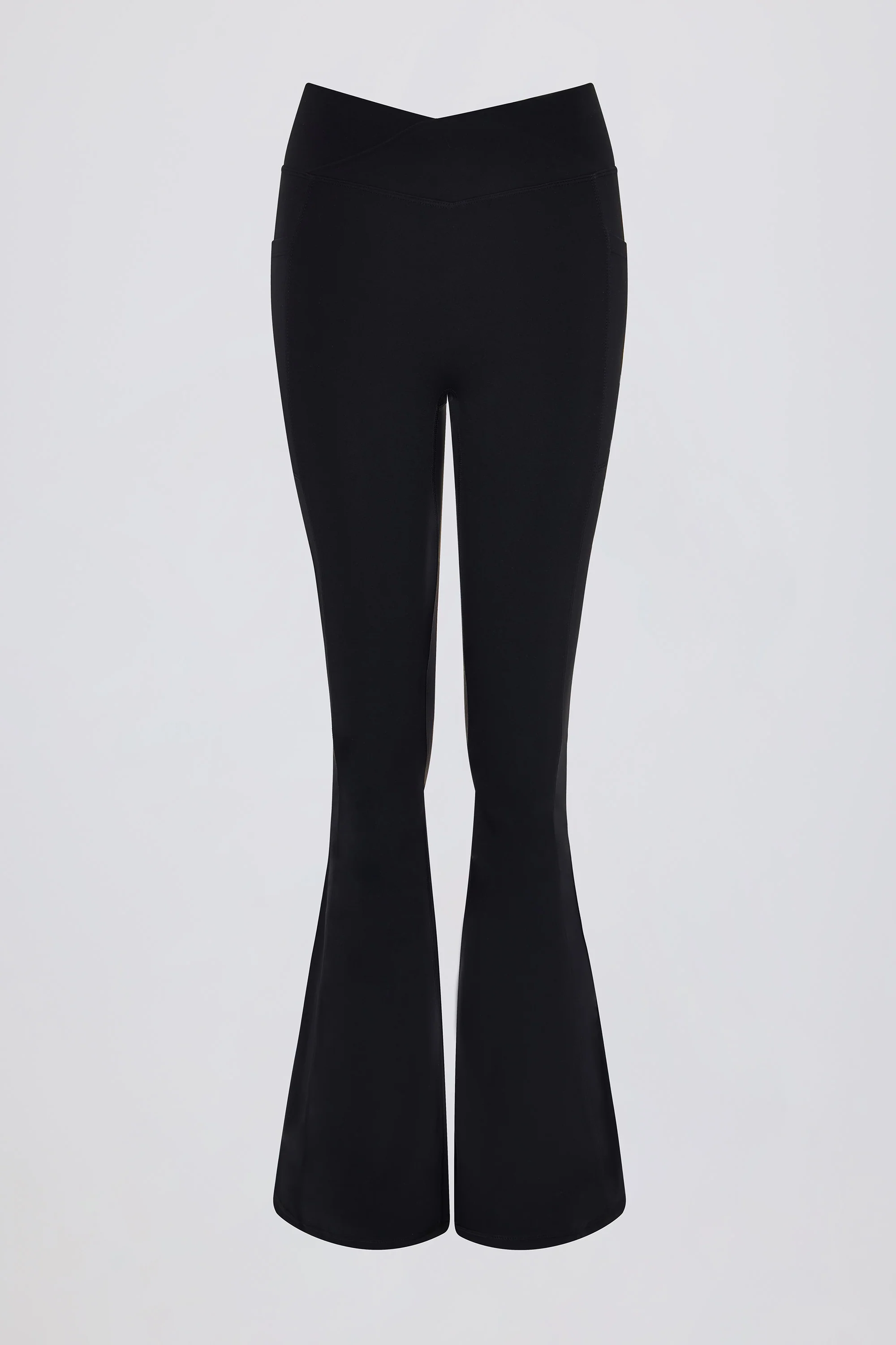 Soft Active Crossover Flared Leggings in Black