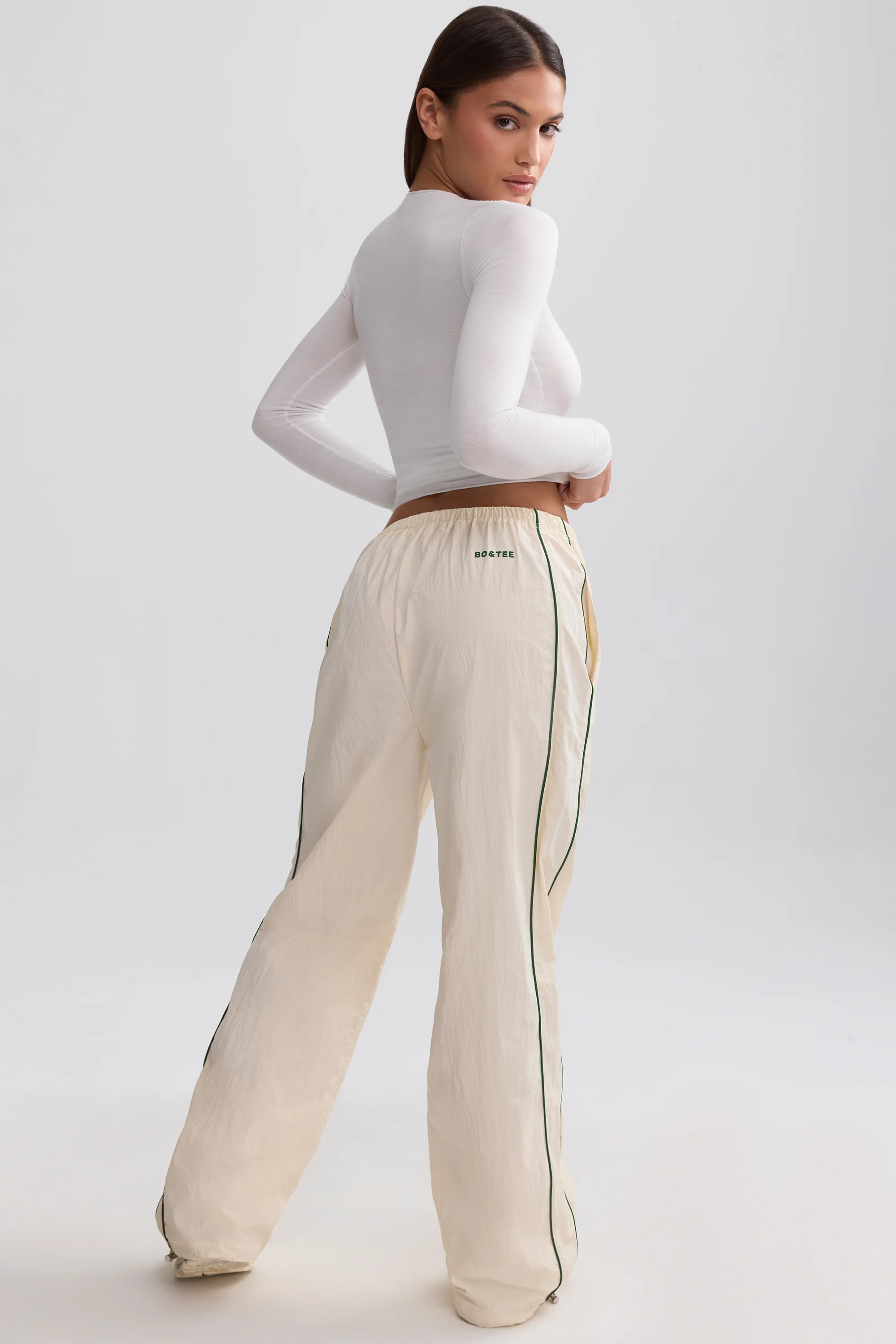 Wide-Leg Track Pants in Marble