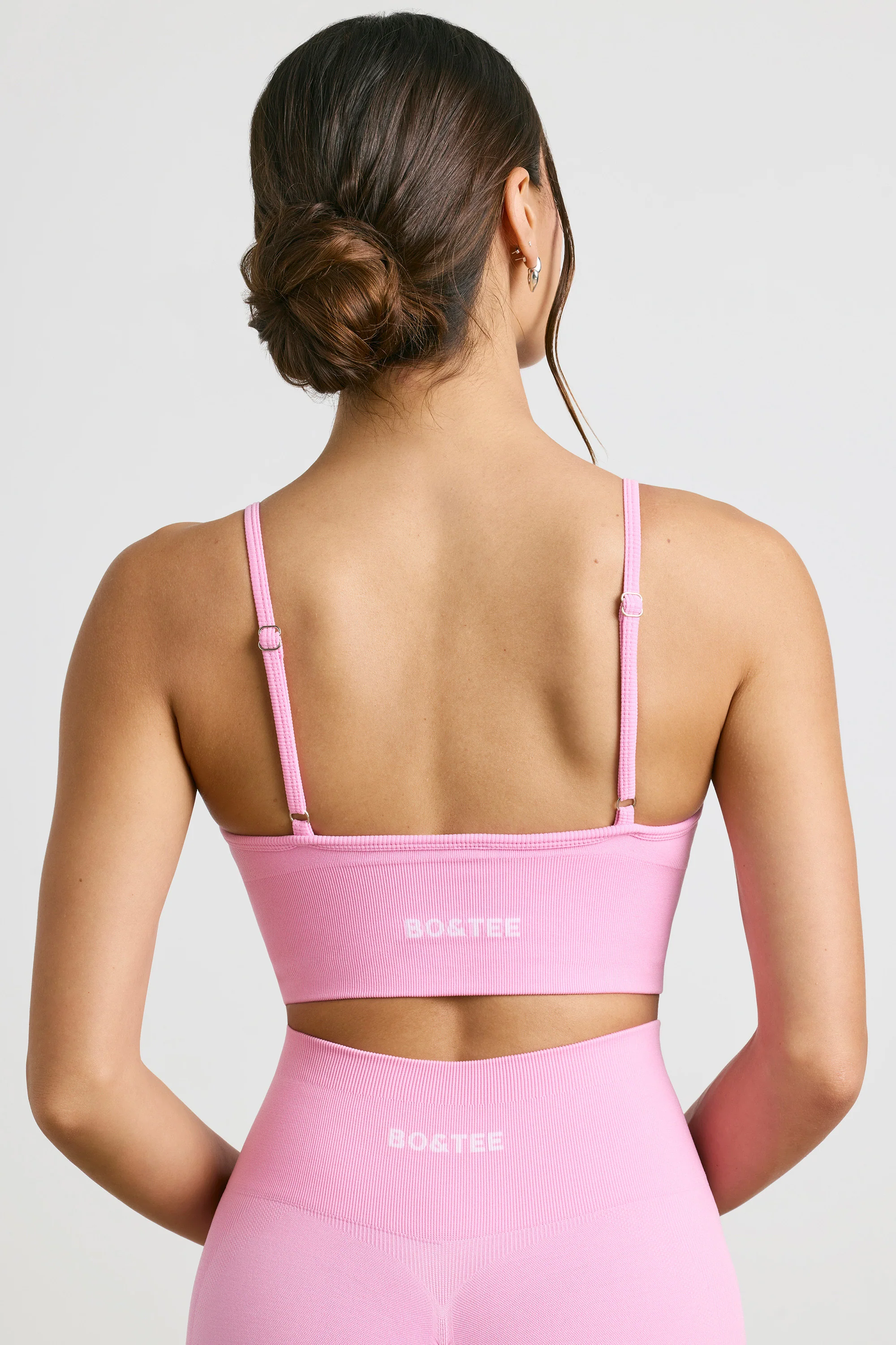 Define Luxe V-Neck Sports Bra in Bubblegum Pink