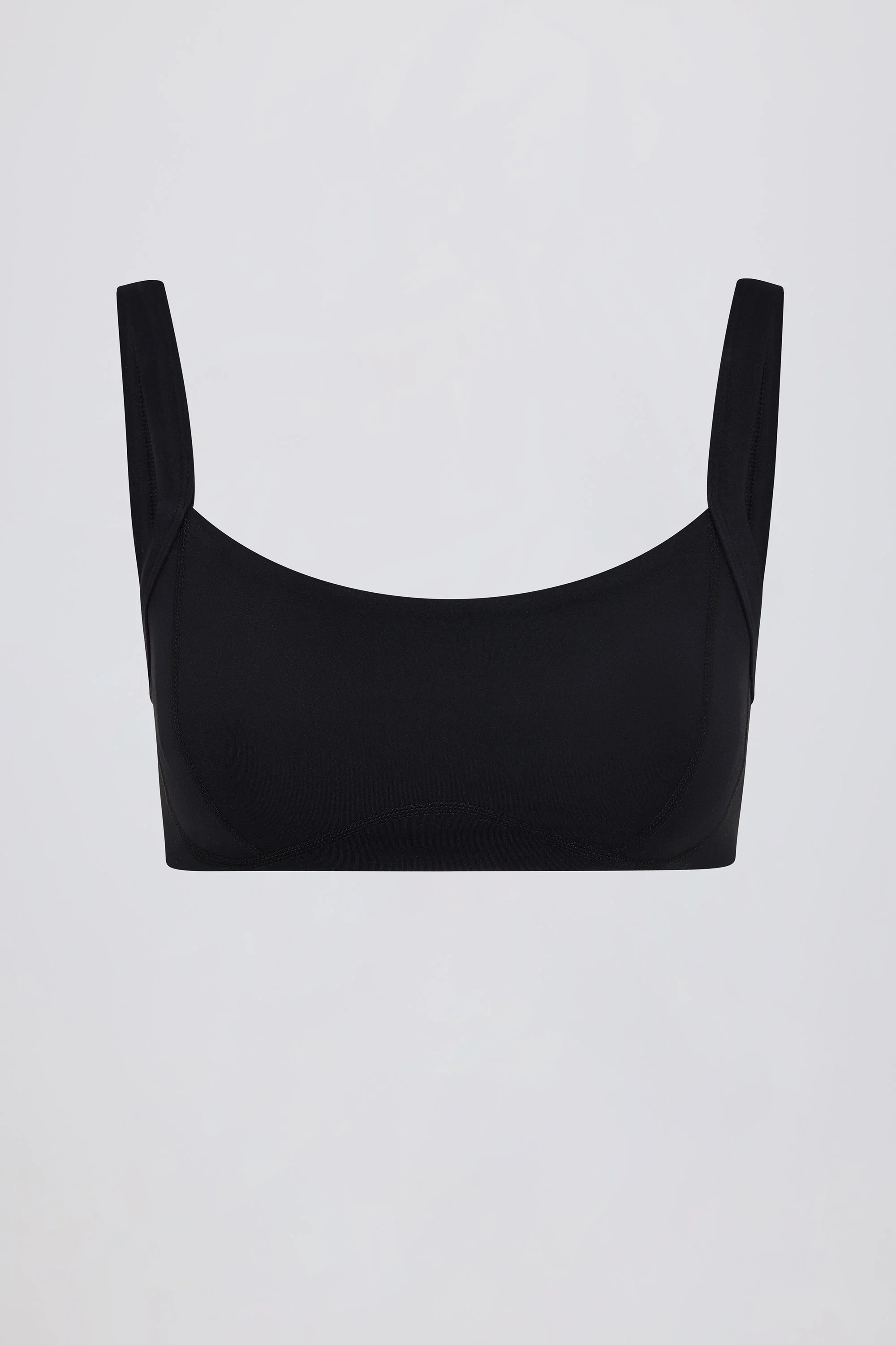 Soft Active Contrast-Trim Sports Bra in Black