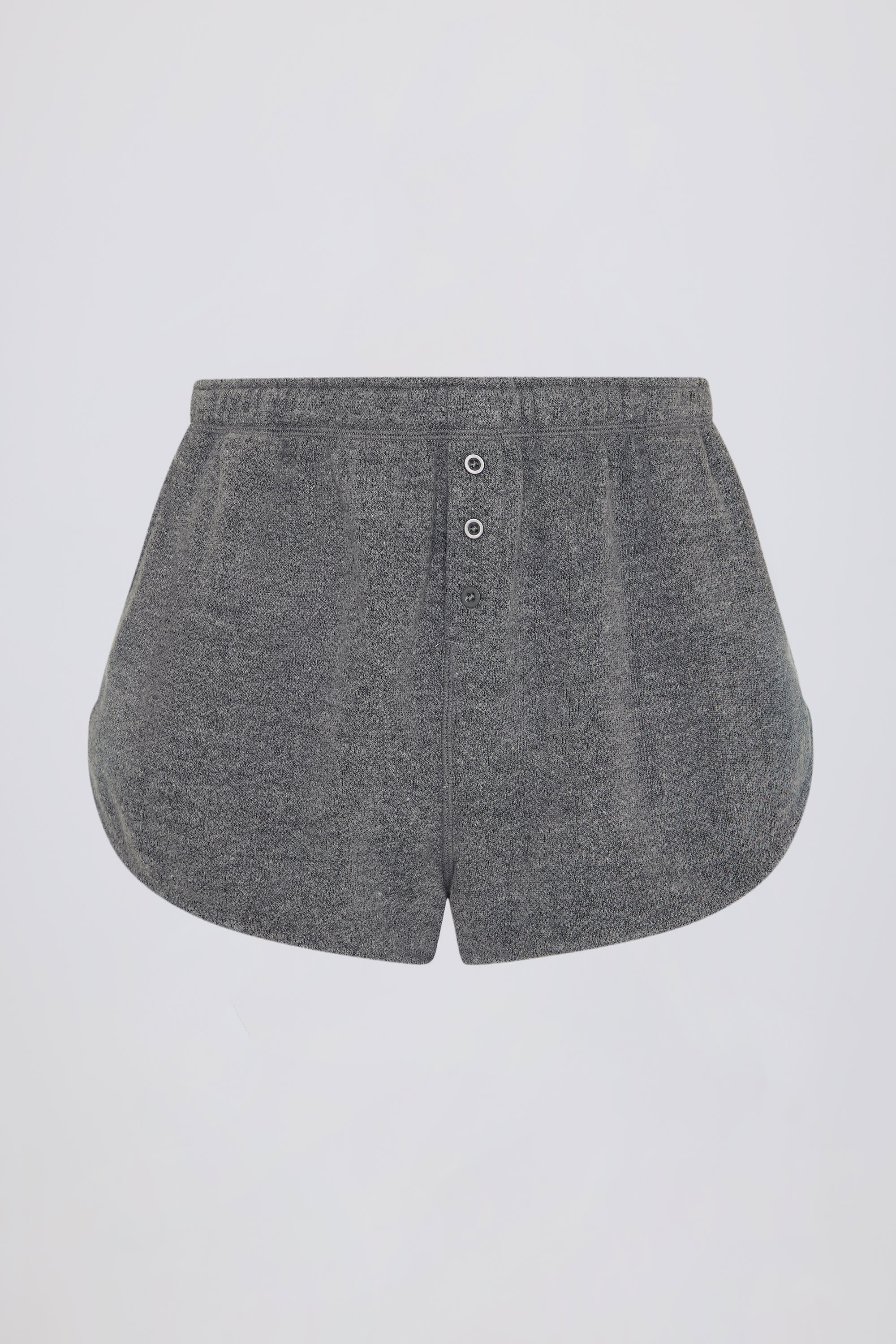 Button-Detail Mid-Rise Shorts in Dark Grey