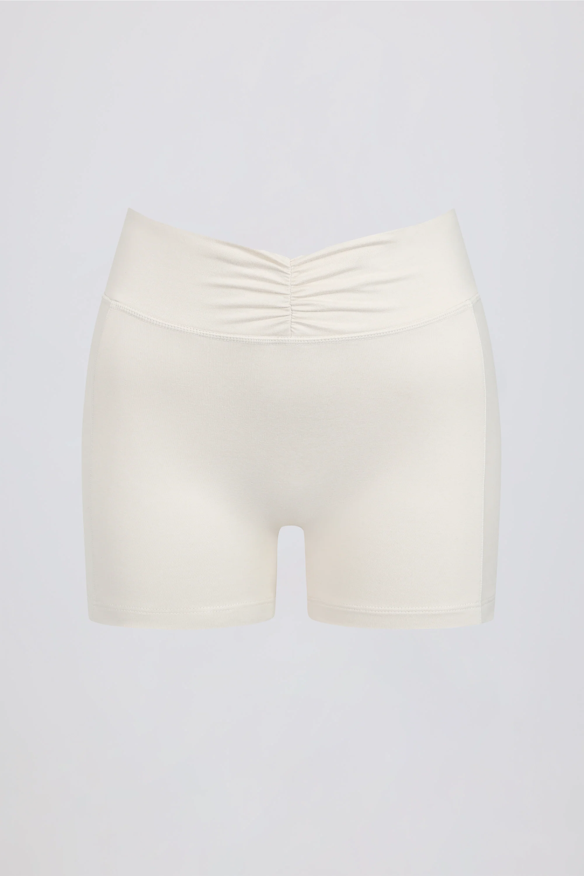 Ruched Mini Shorts in Ivory Marl