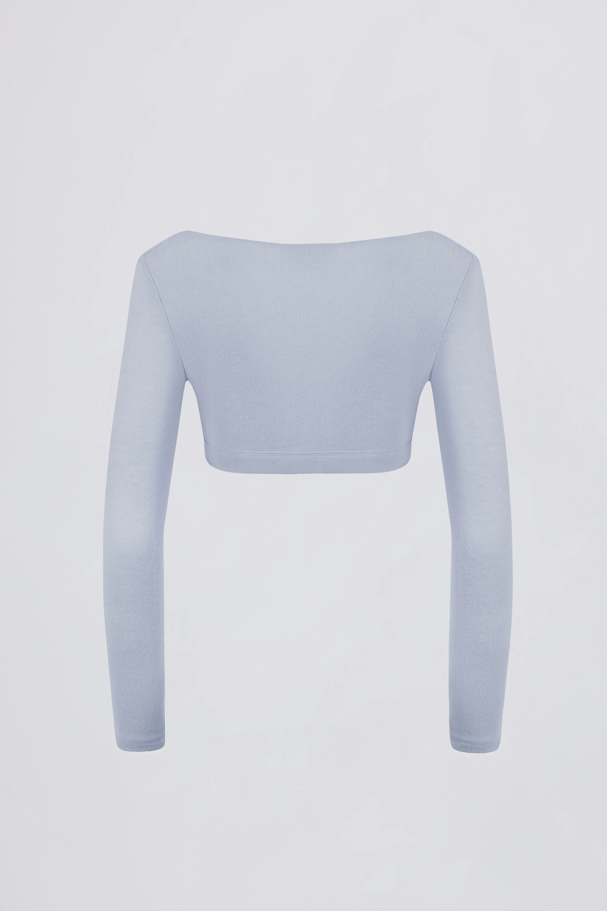 Brushed Jersey Wrap Crop Top in Soft Blue