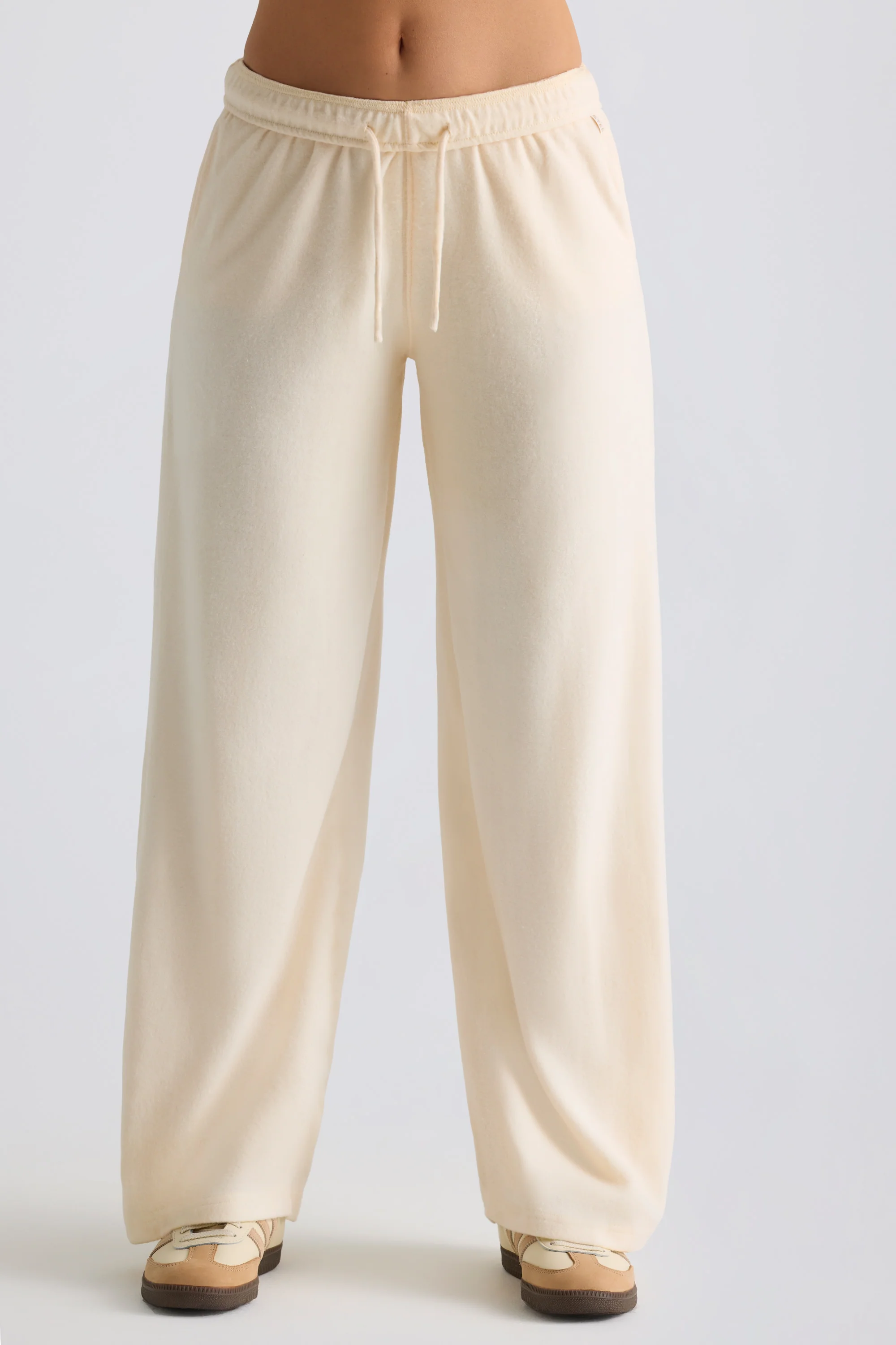 Tall Brushed Jersey Wide-Leg Joggers in Ecru