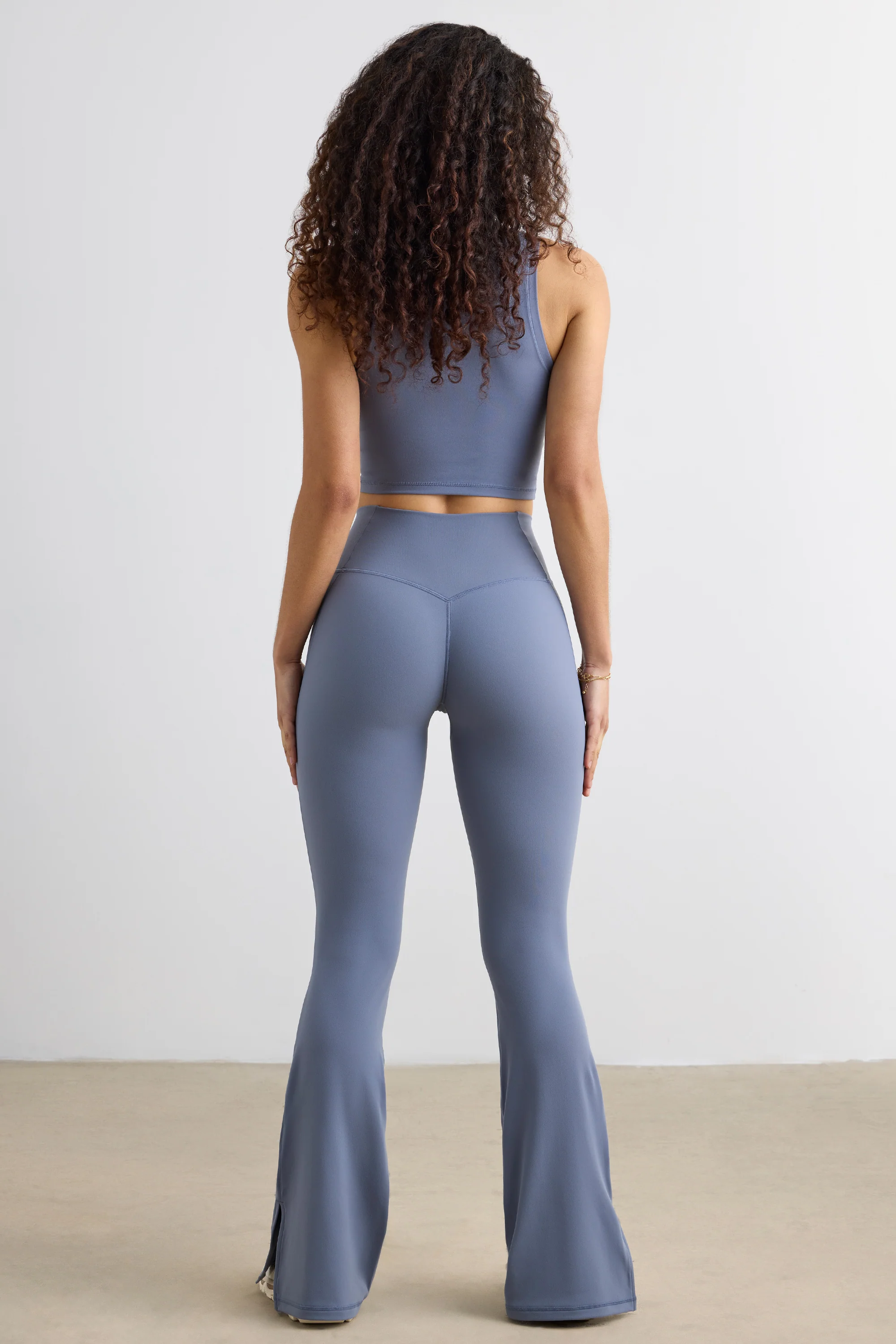 Petite Soft Active Flared Trousers in Slate Grey