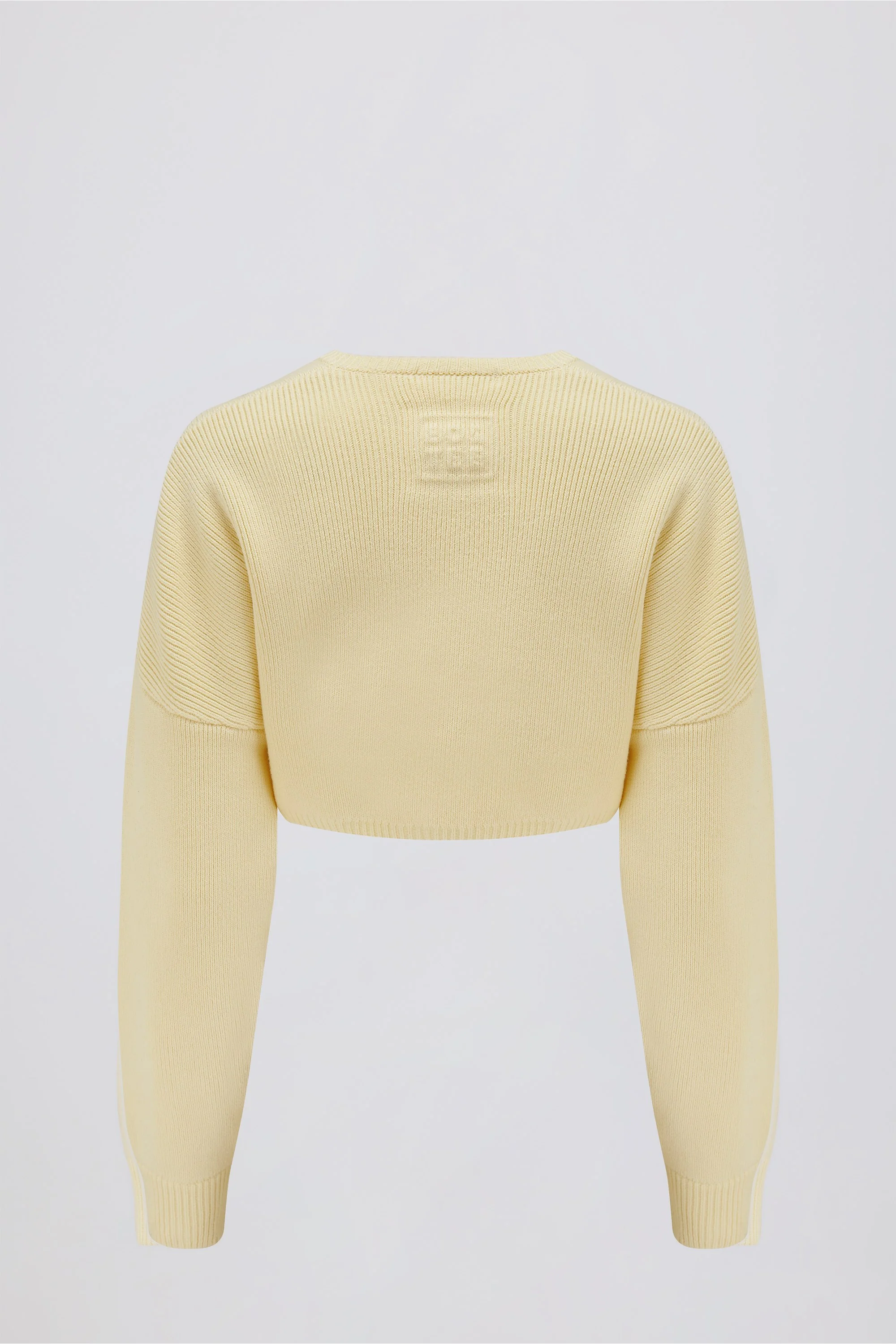Ribbed-Knit Cropped Shrug in Lemon