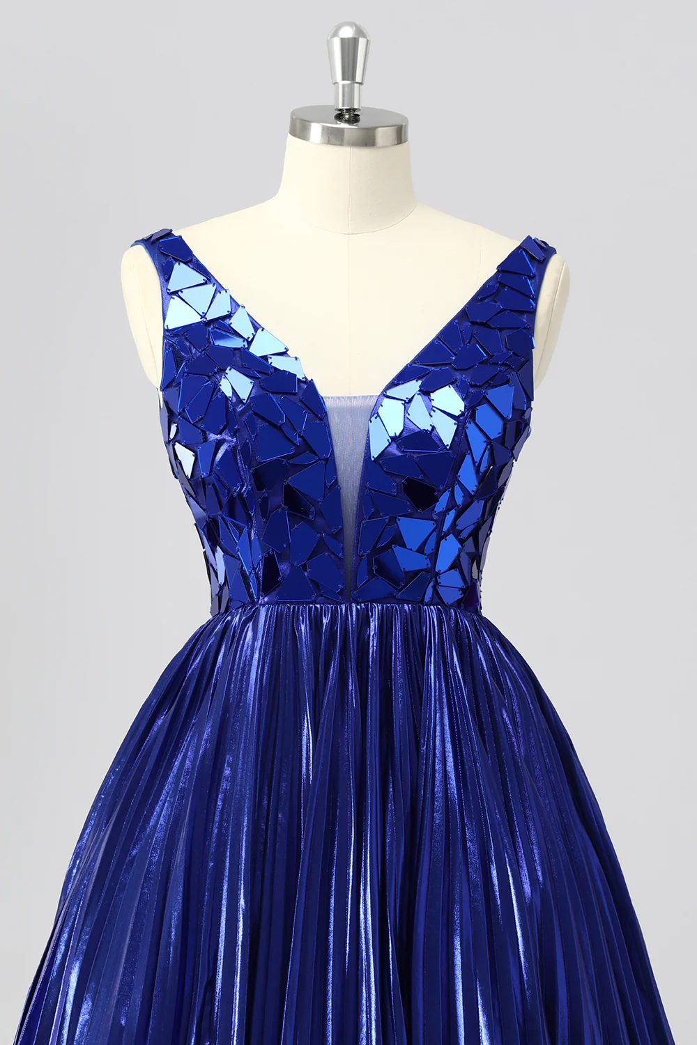 Sparkly Royal Blue Mirror A Line Metallic Short Homecoming Dress