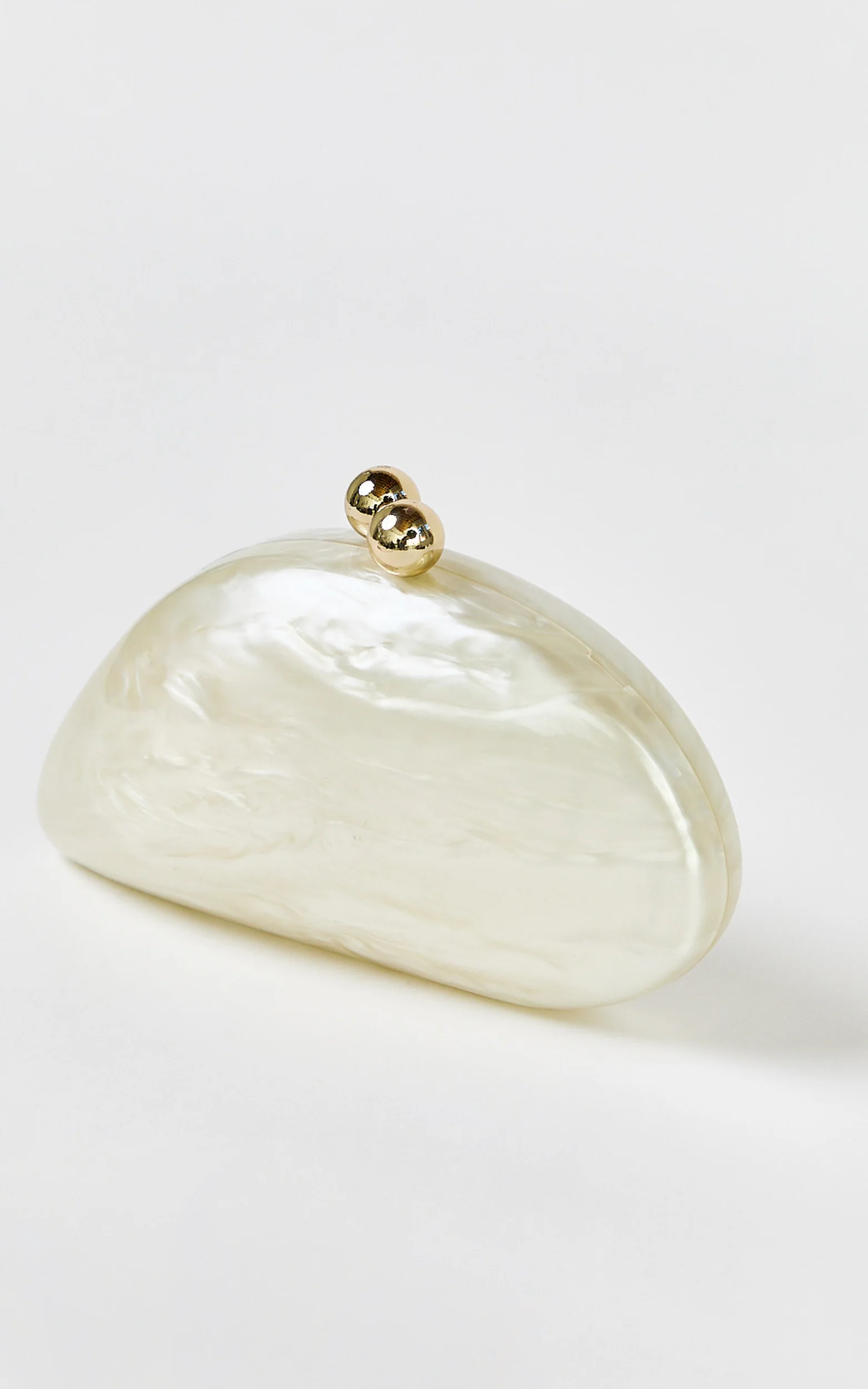 Nami Clutch Bag with Hardware Detail in Pearl - Nami Clutch Bag with Hardware Detail in Pearl