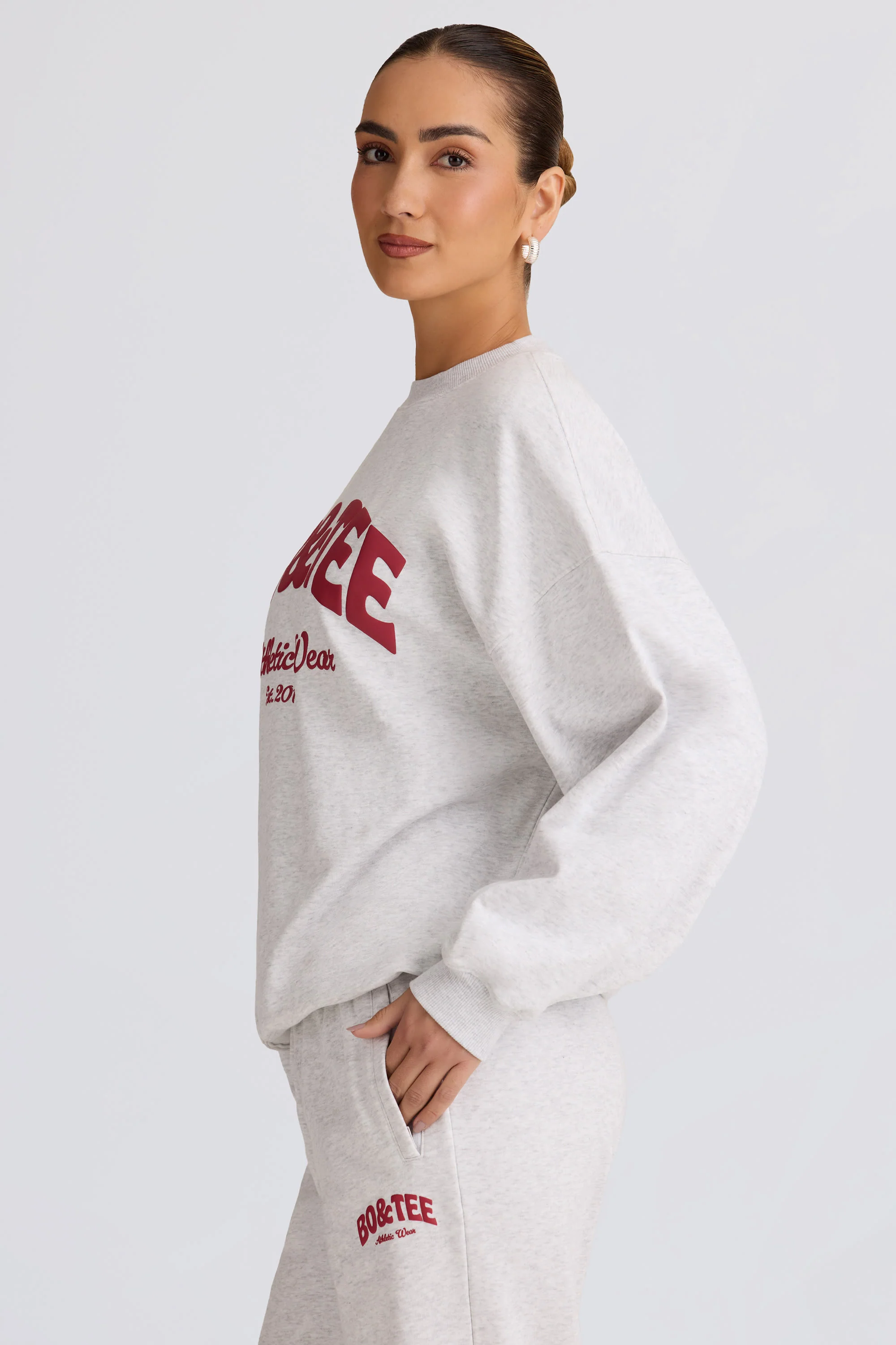 Oversized Crew-Neck Sweatshirt in Grey Marl