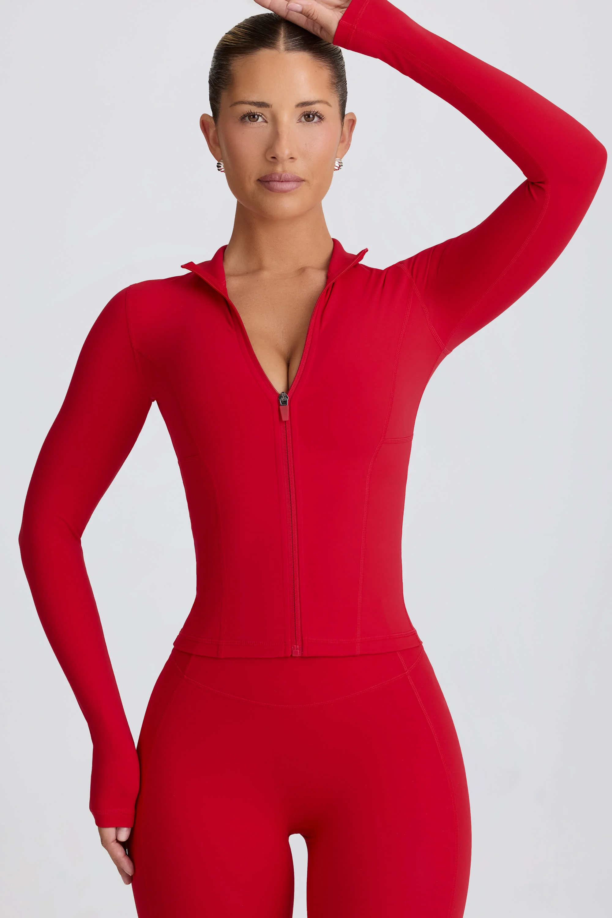 Soft Active Zip-Up Jacket in Hot Red