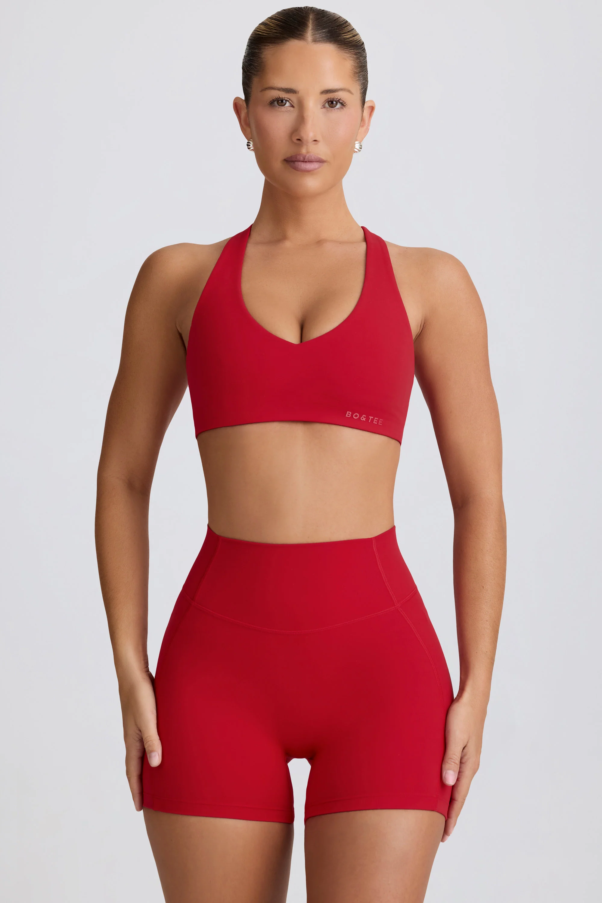 Soft Active V-Neck Sports Bra in Hot Red