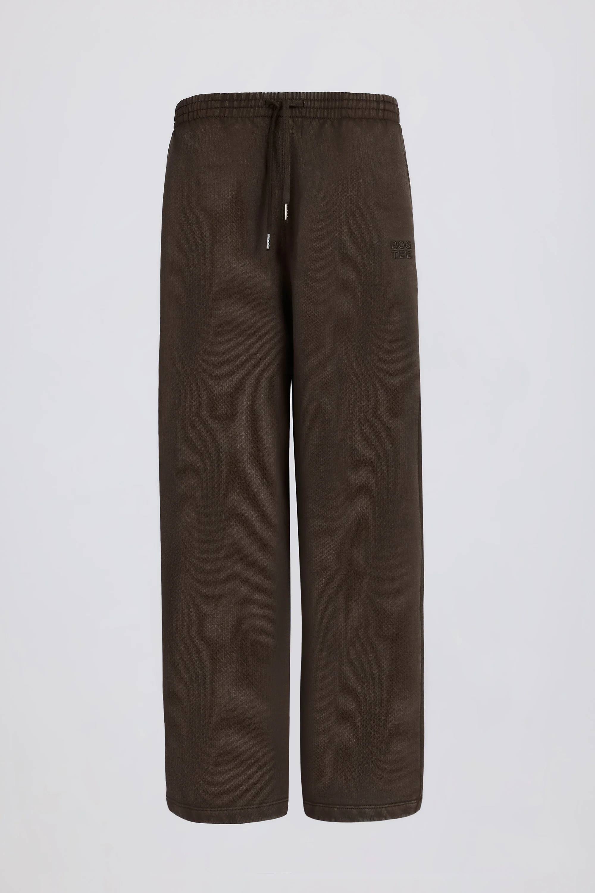 Acid Wash Wide-Leg Joggers in Brown