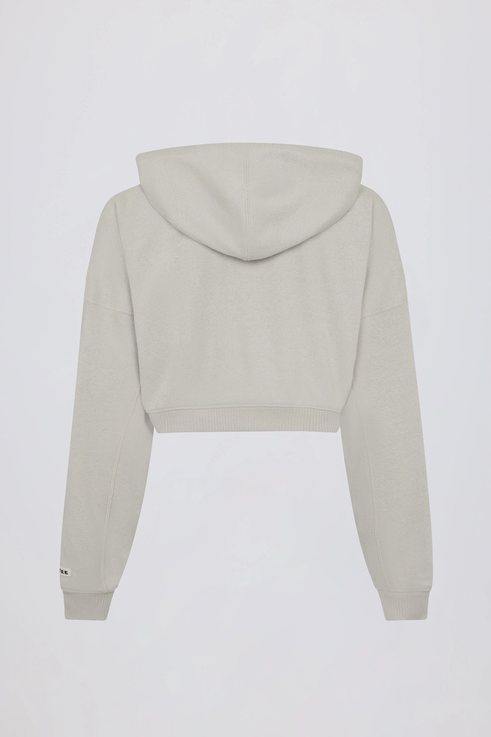 Cropped Zip-Up Hoodie in Light Grey