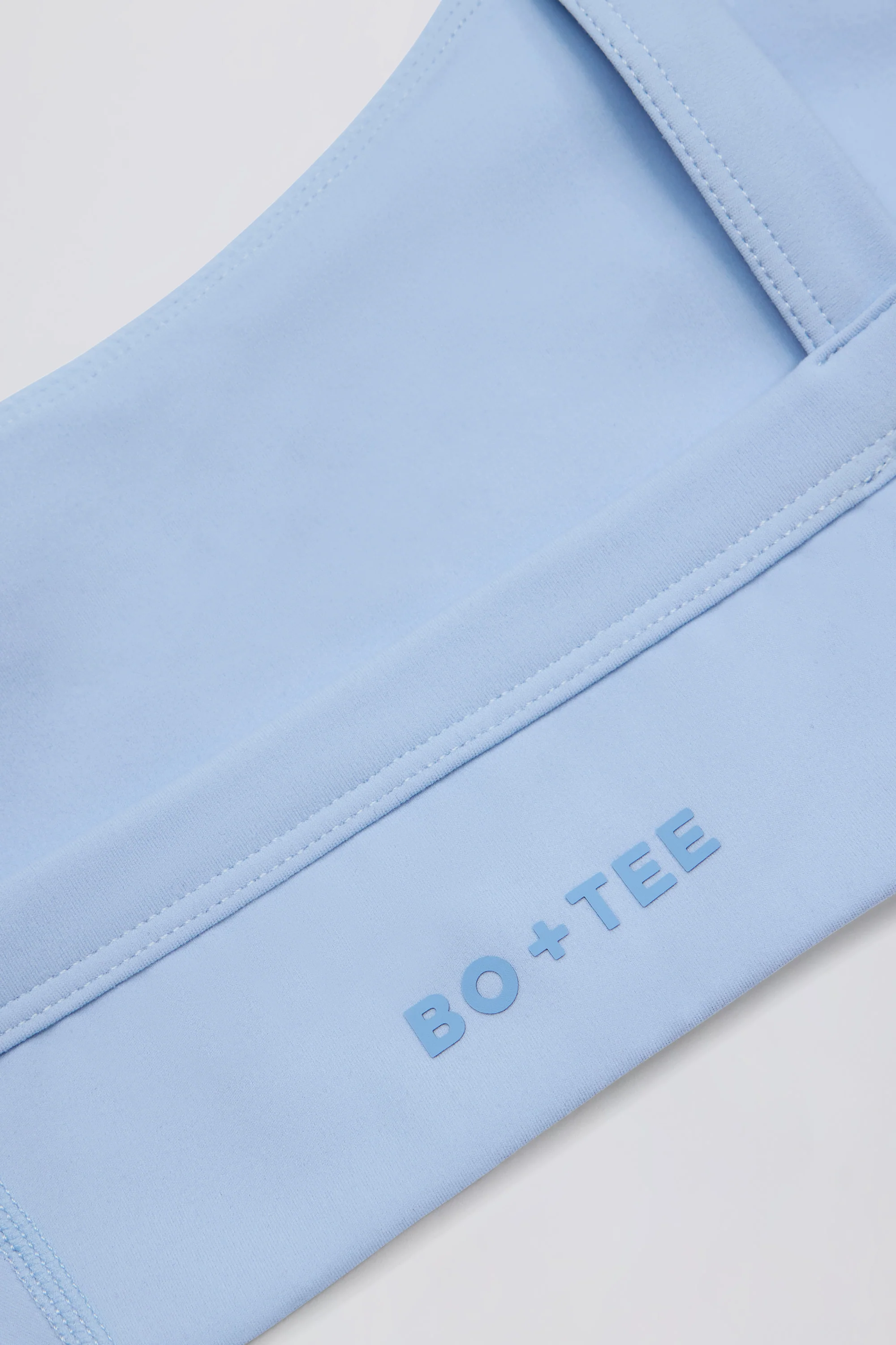 Soft Active Contrast-Trim Sports Bra in Sky