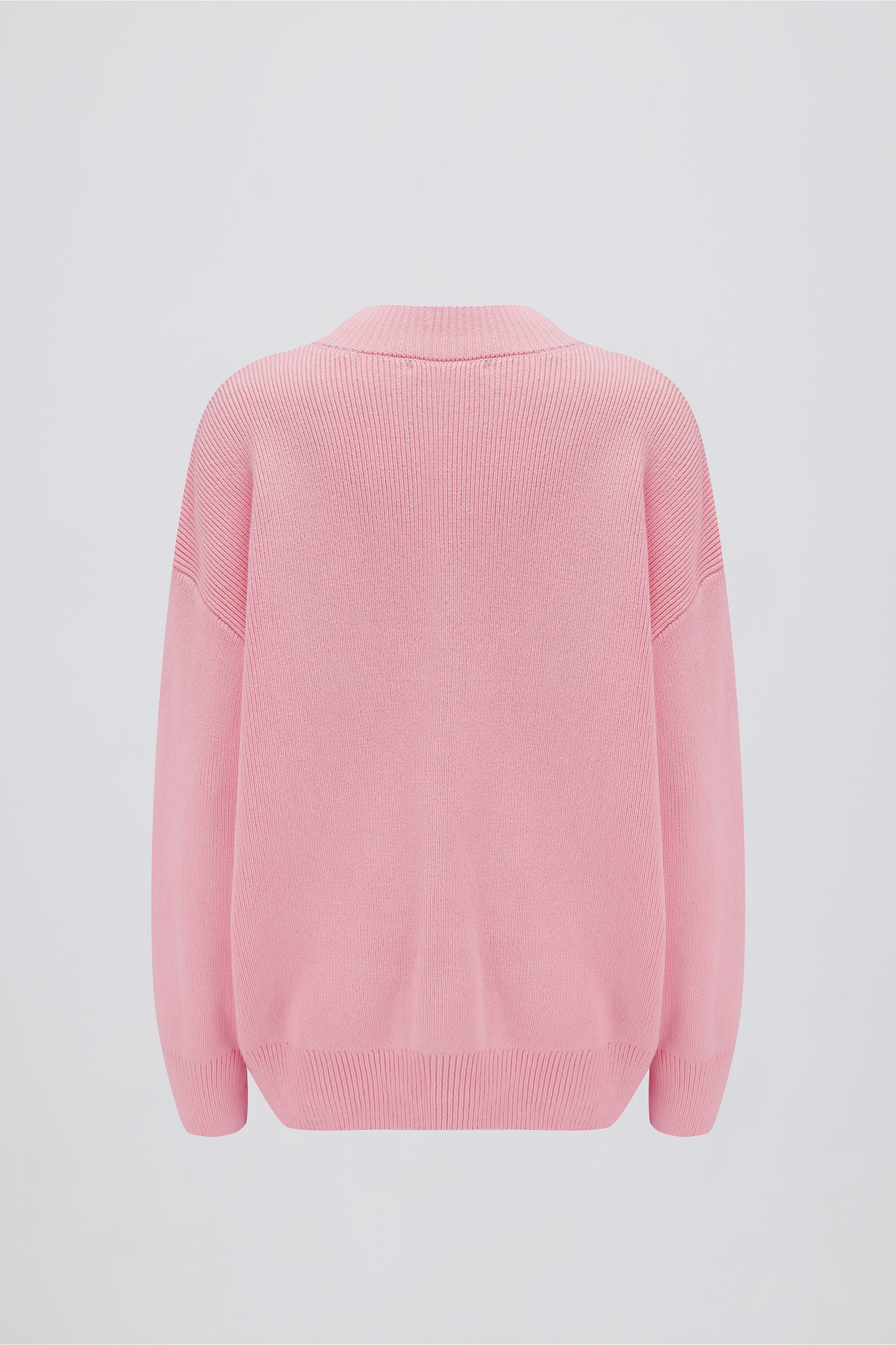 Ribbed-Knit Oversized Jumper in Pale Pink