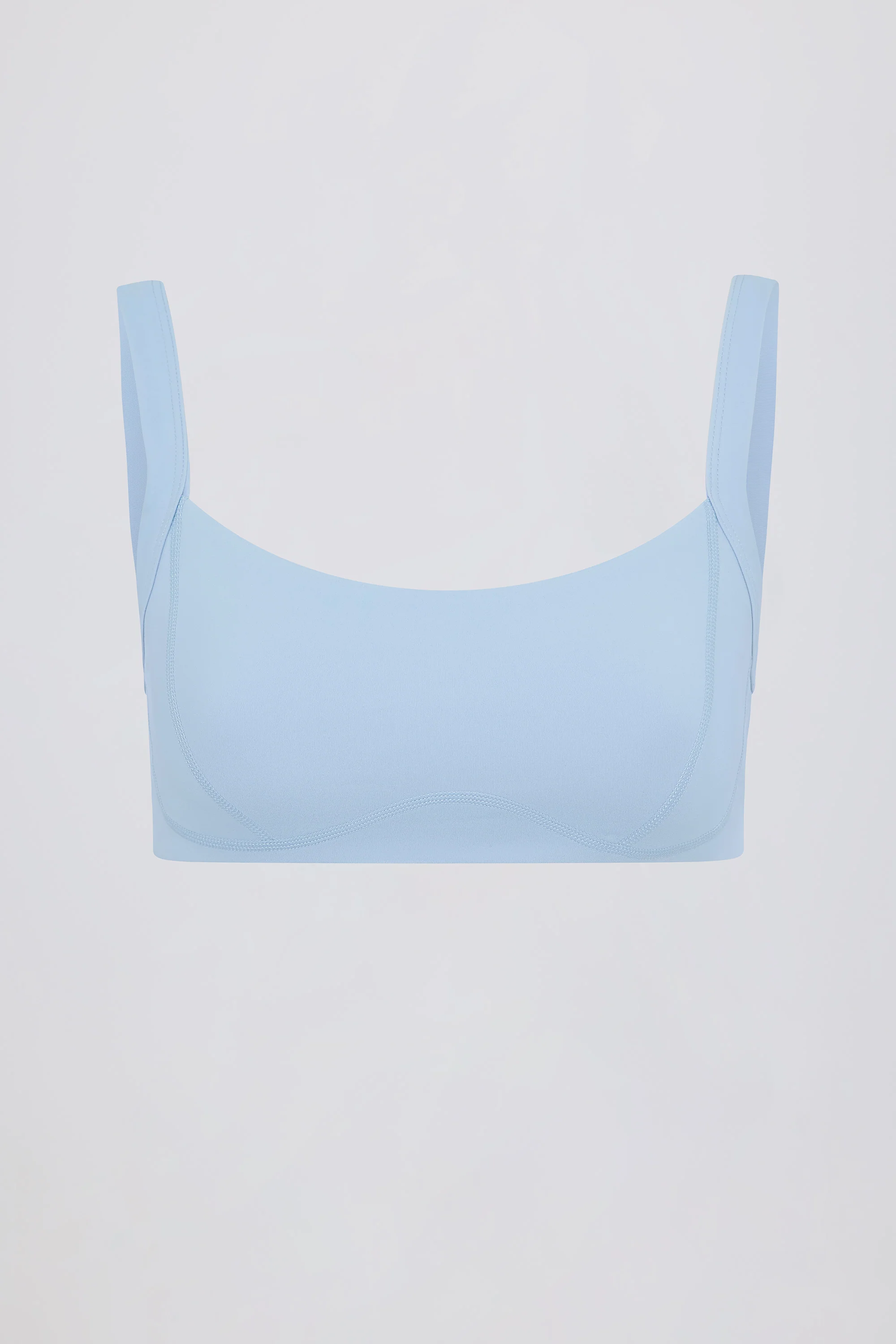 Soft Active Contrast-Trim Sports Bra in Sky