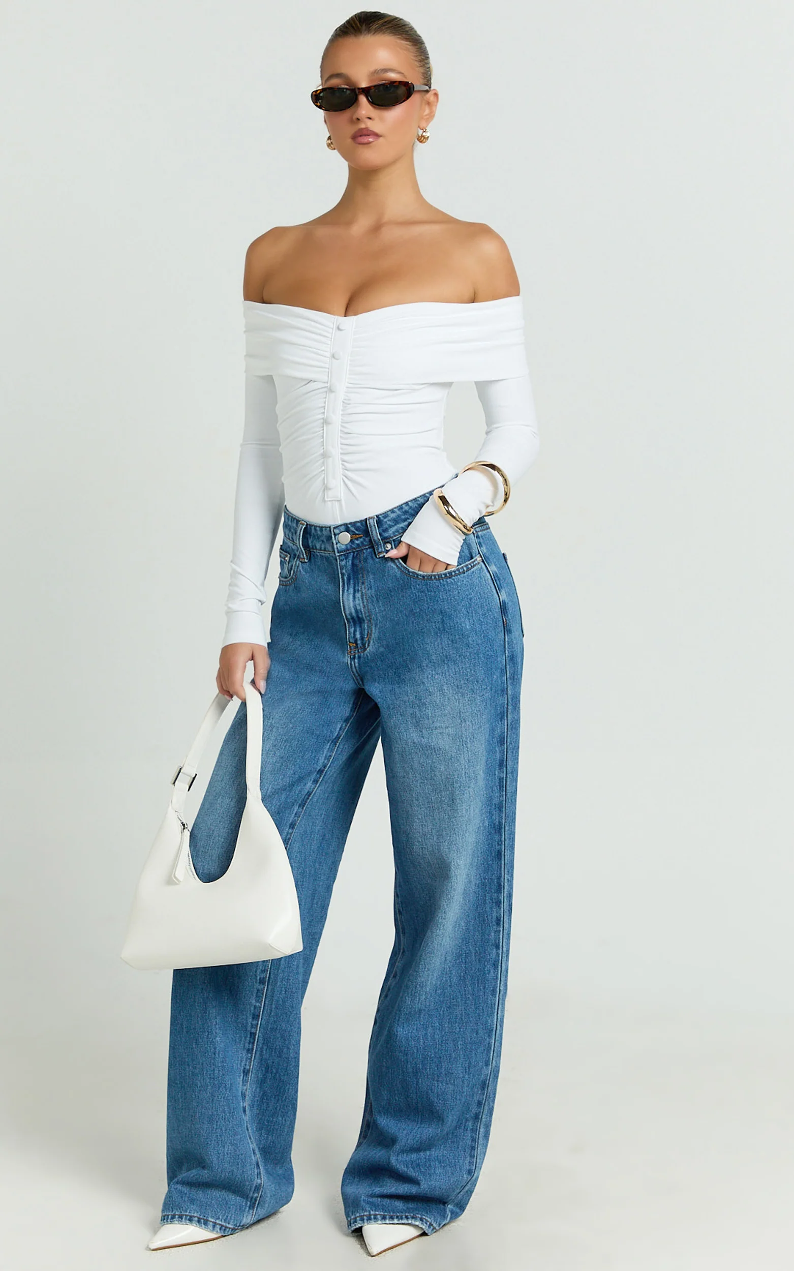 Estelle Jeans - Recycled Denim Low Rise Vintage Baggy Jeans in Dark Blue Wash