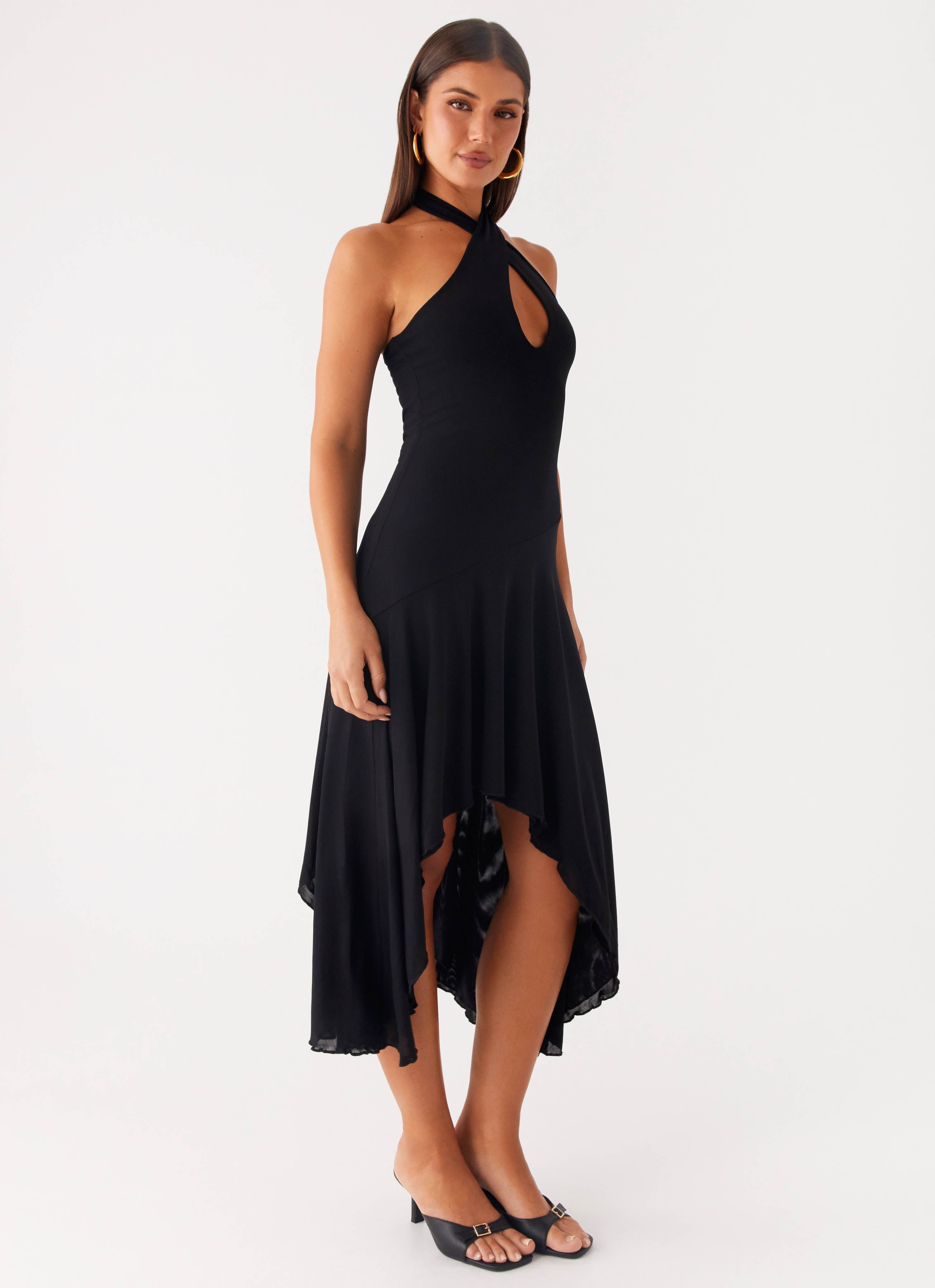 Velvet Sky Midi Dress - Black