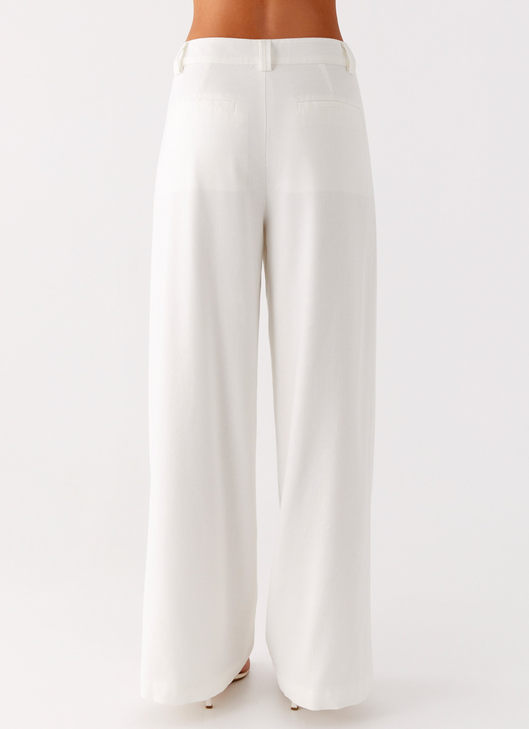Delong Low Rise Linen Pants - White