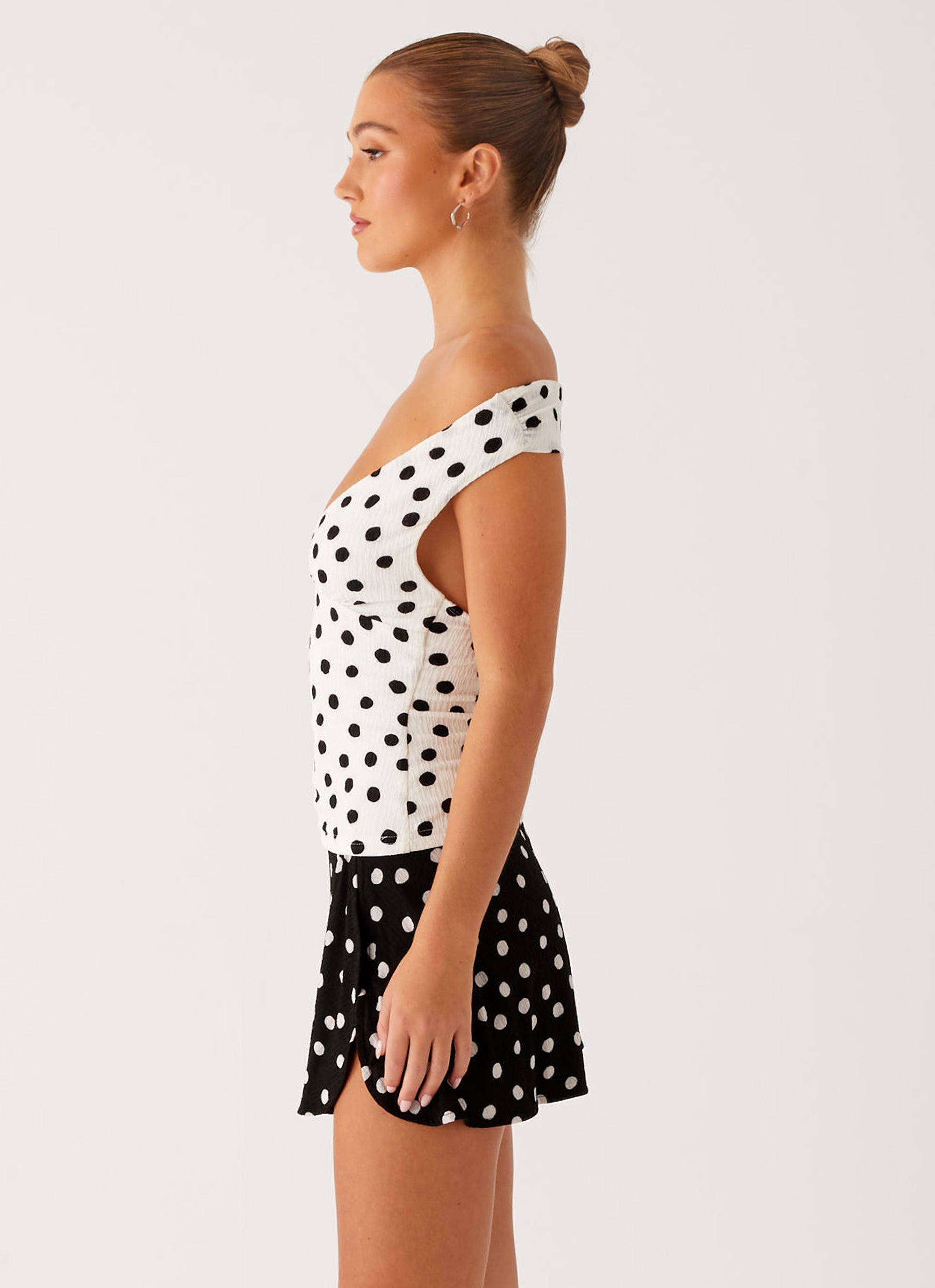 Rylie Top - White Polka Dot