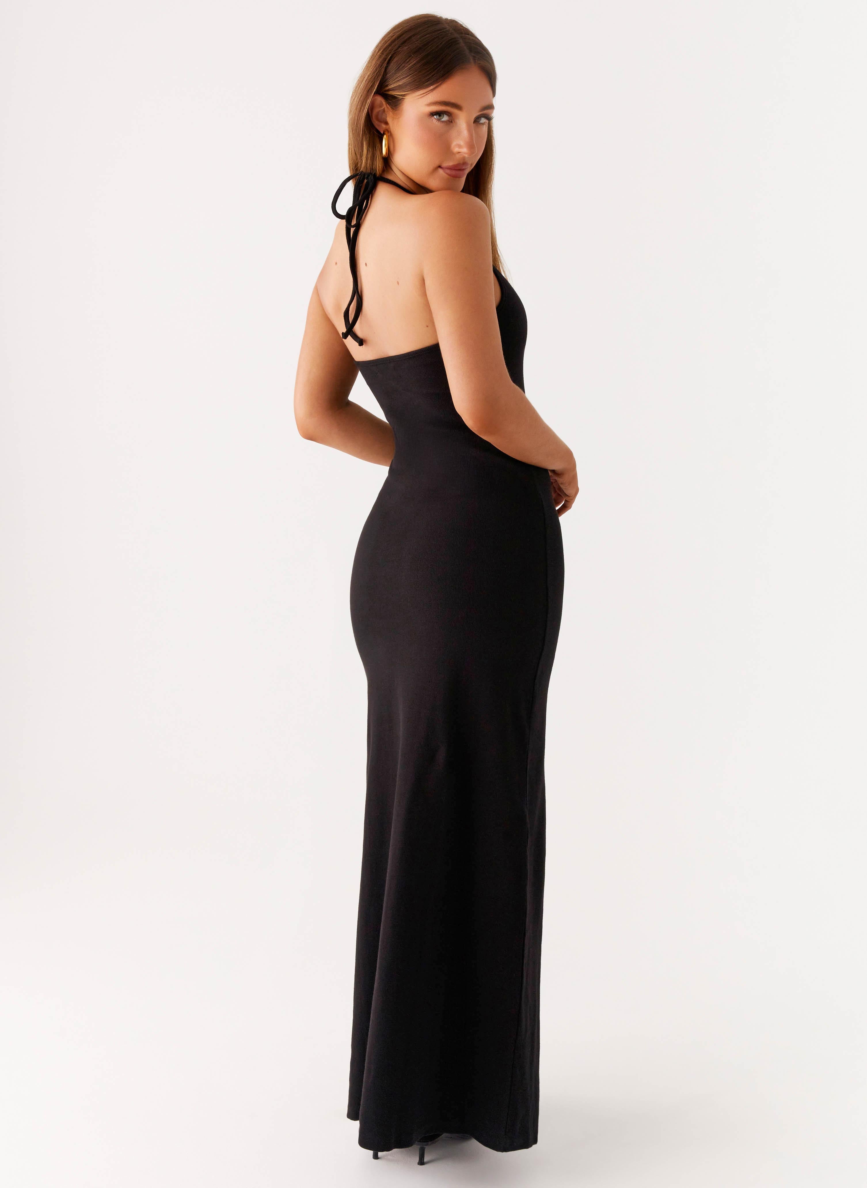 Yaselle Button Front Maxi Dress - Black