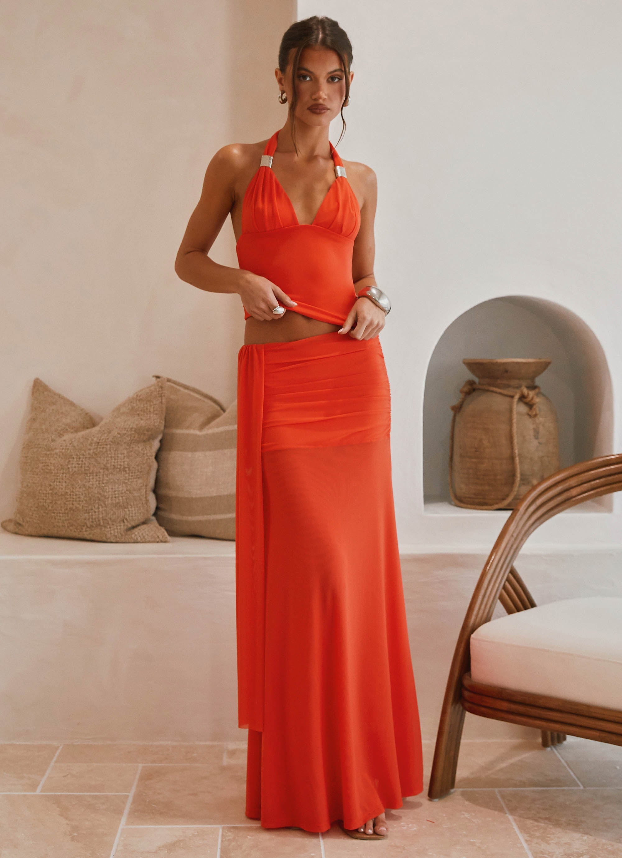 Blaze Halter Top - Fire Red