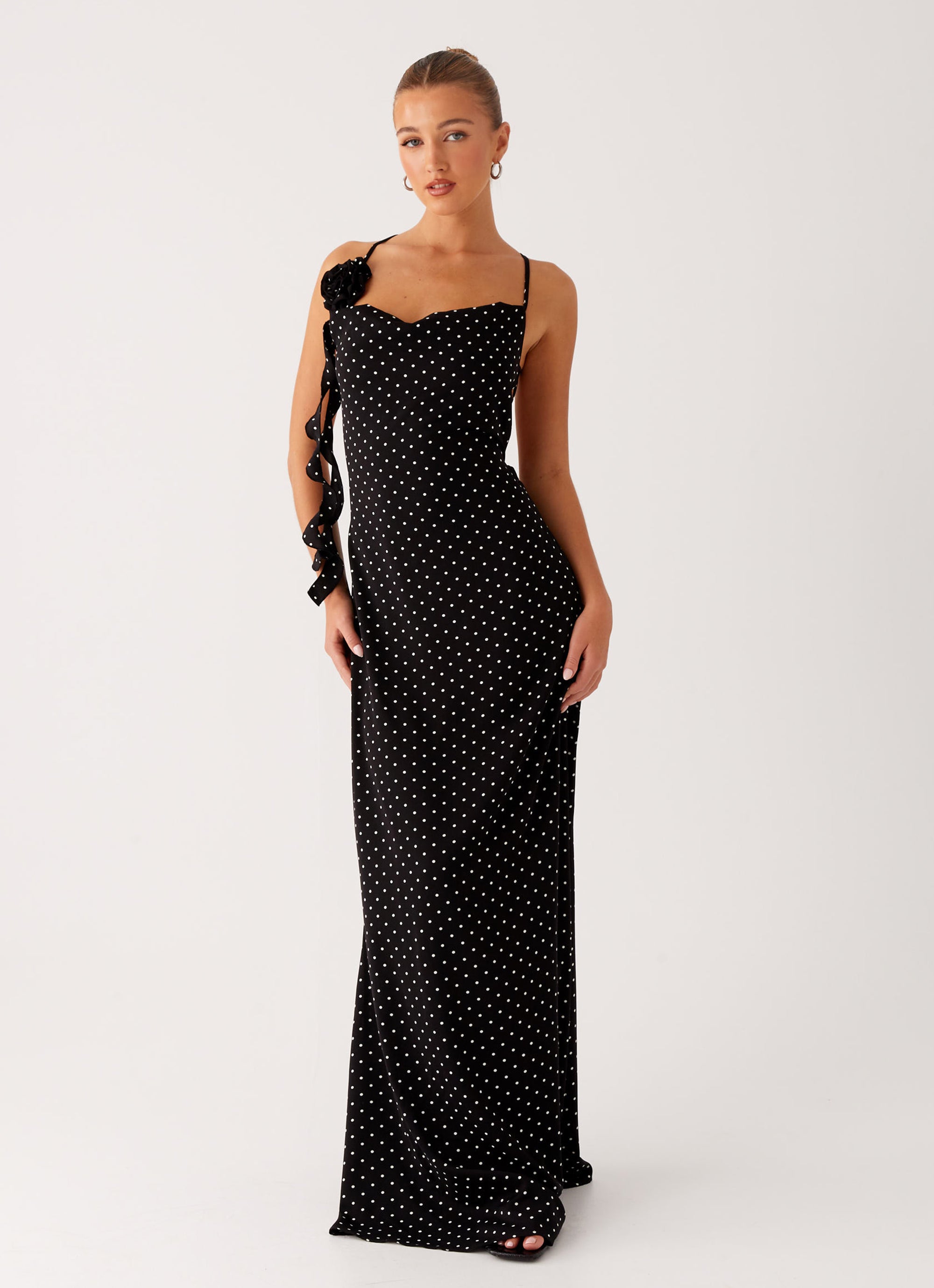 Purely Maxi Dress - Black Polka Dot