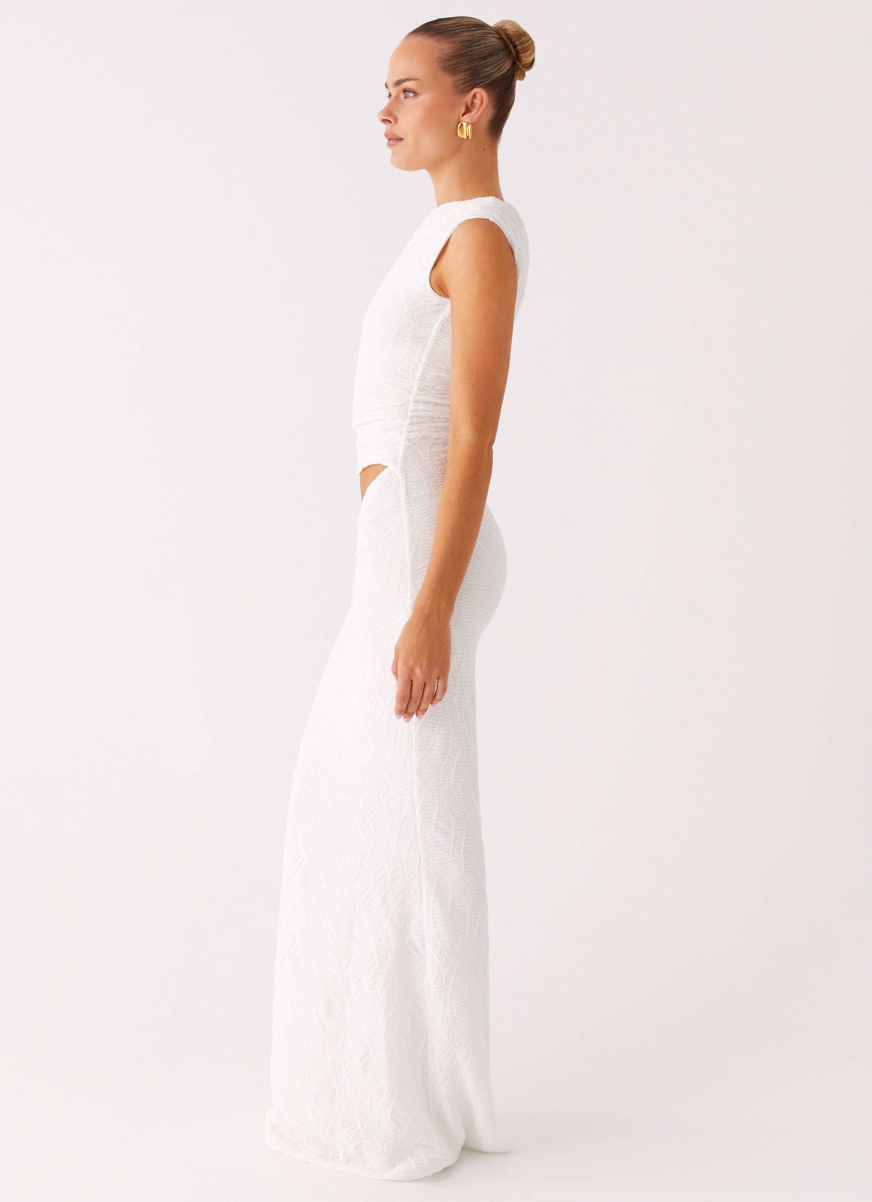 Galantis One Shoulder Maxi Dress - White