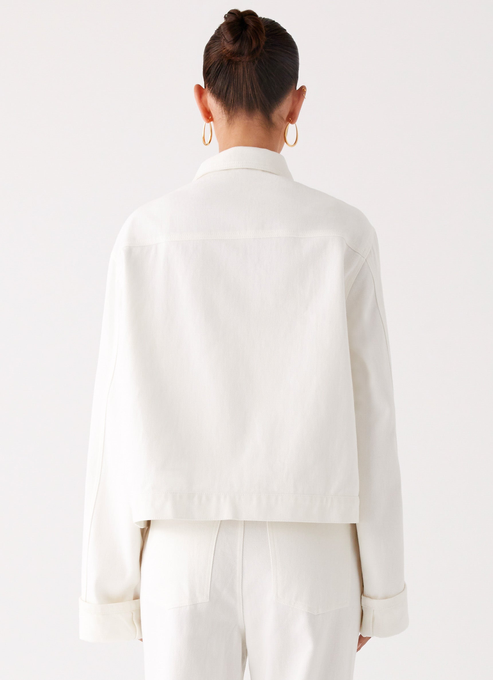 Back Again Oversized Denim Jacket - White