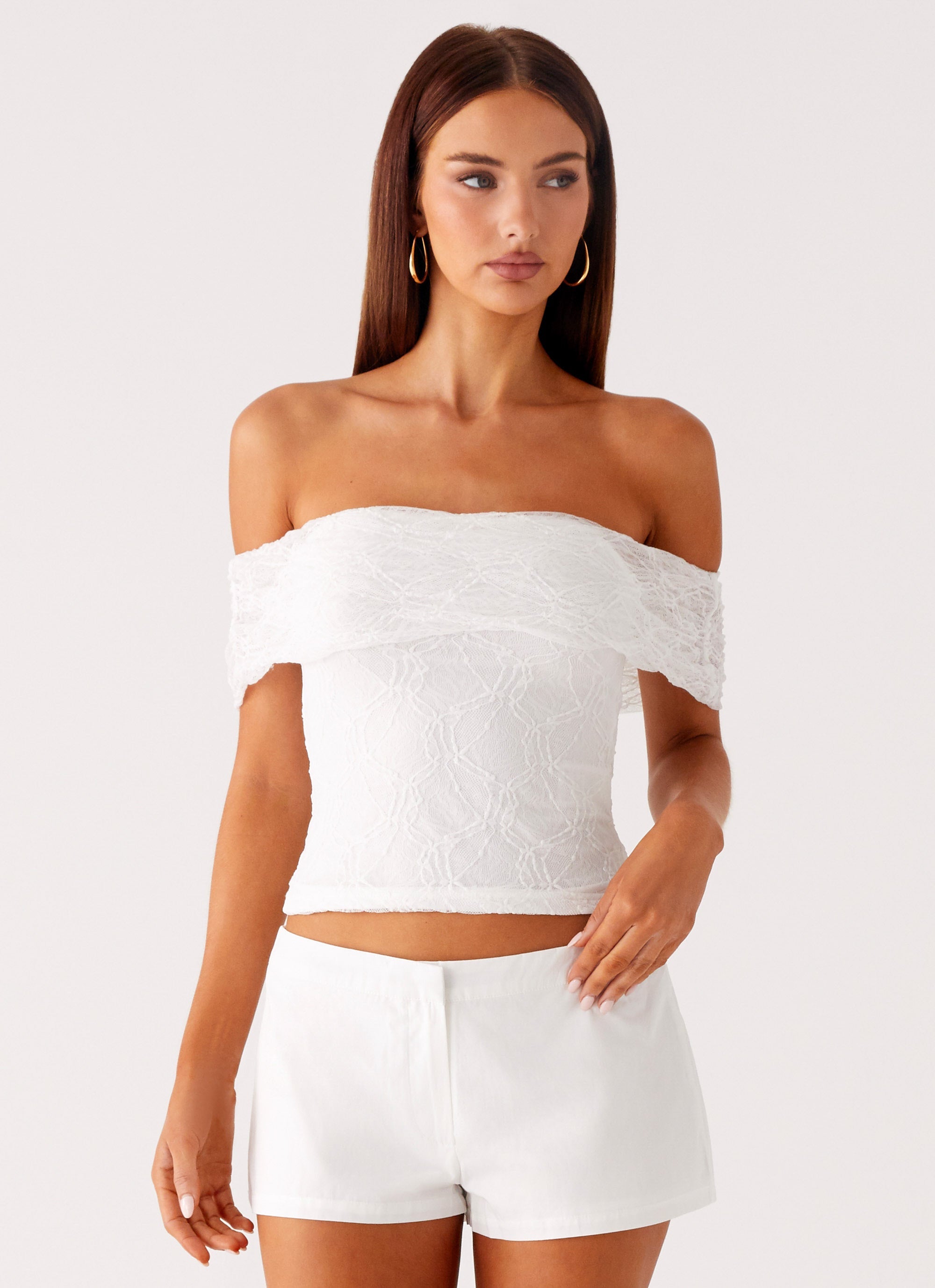 Tabby Off Shoulder Top - White