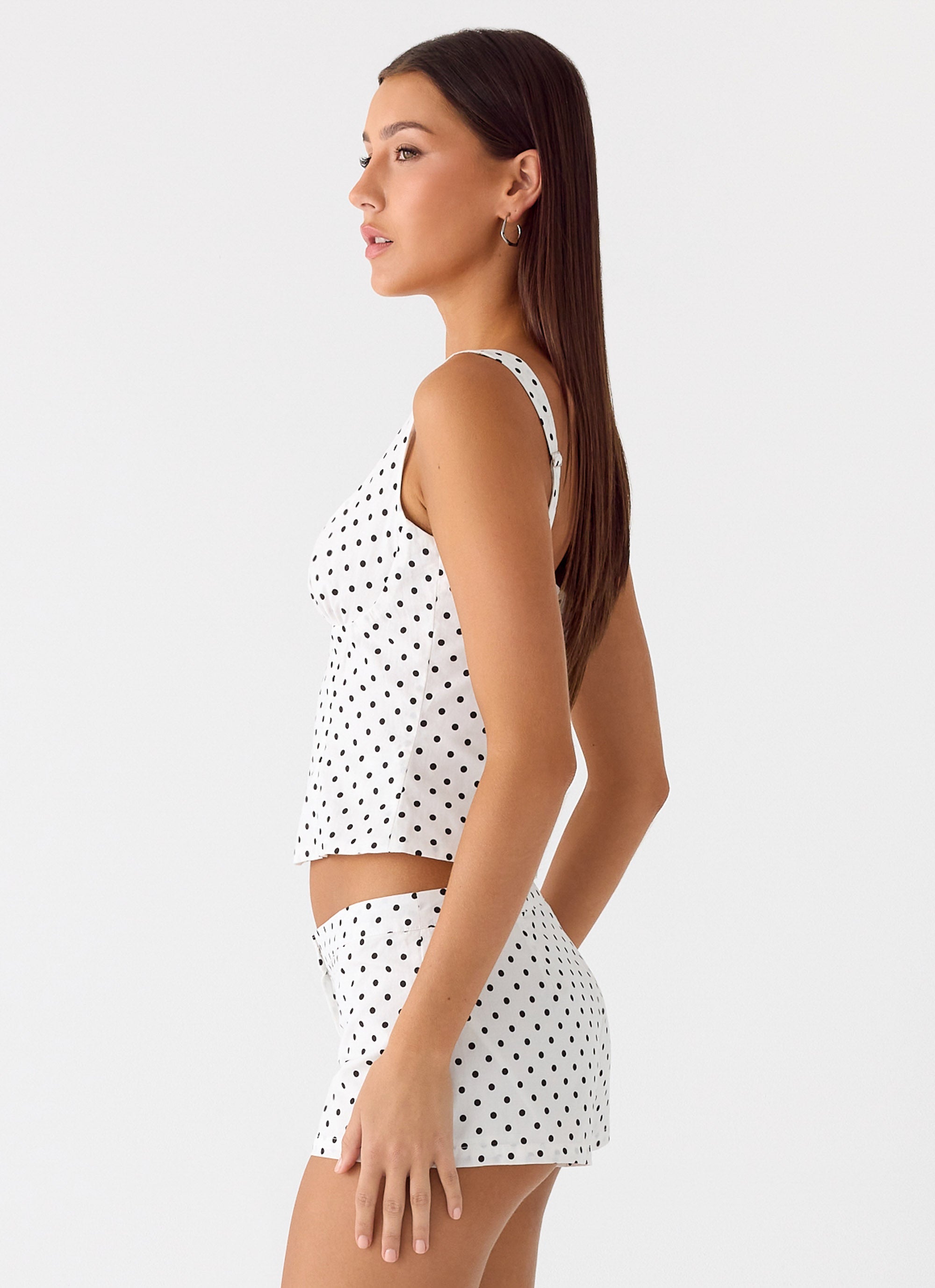 Coastline Bustier Top - White Polka Dot