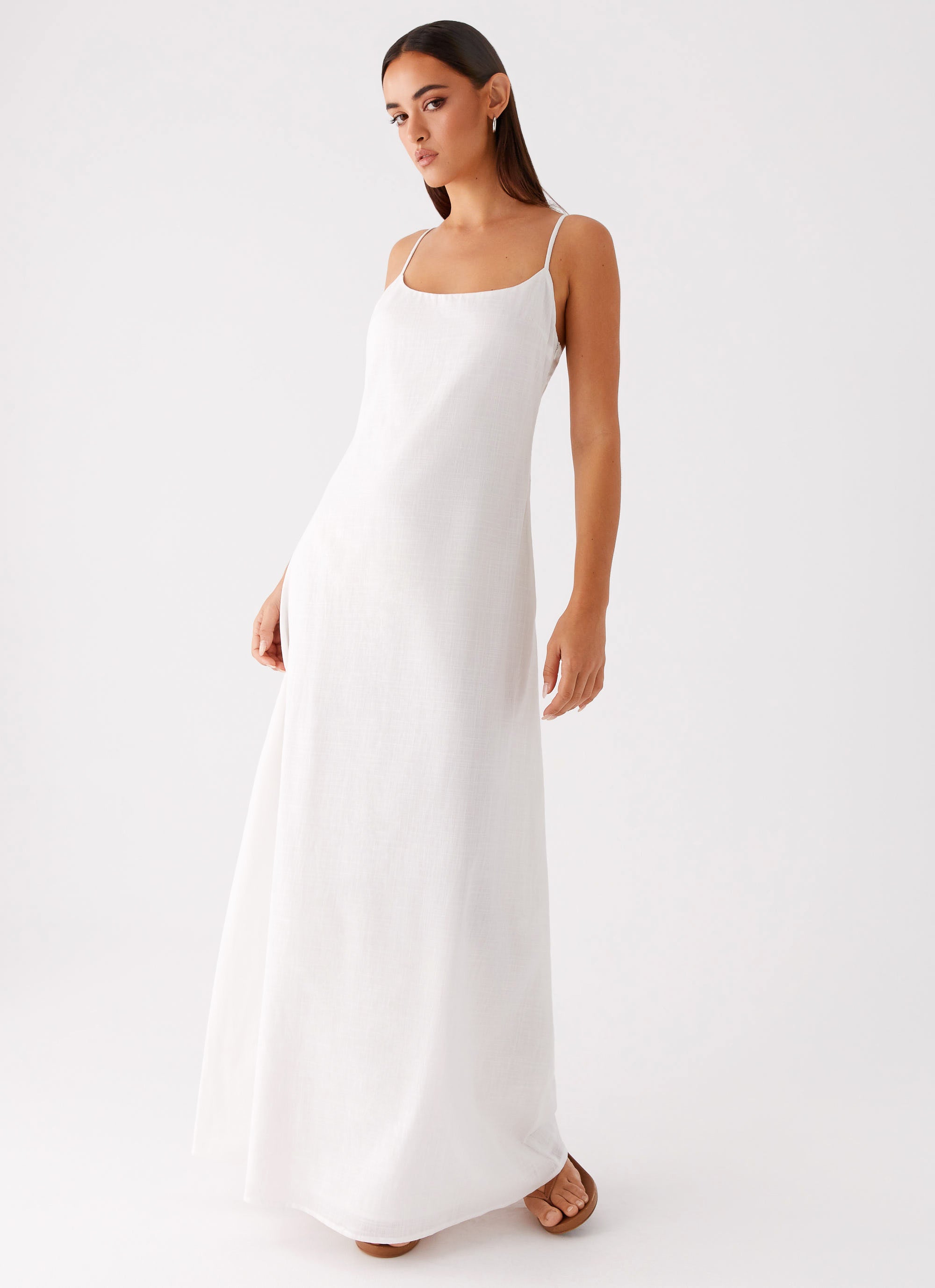 Madeleine Scoop Neck Maxi Dress - Off White