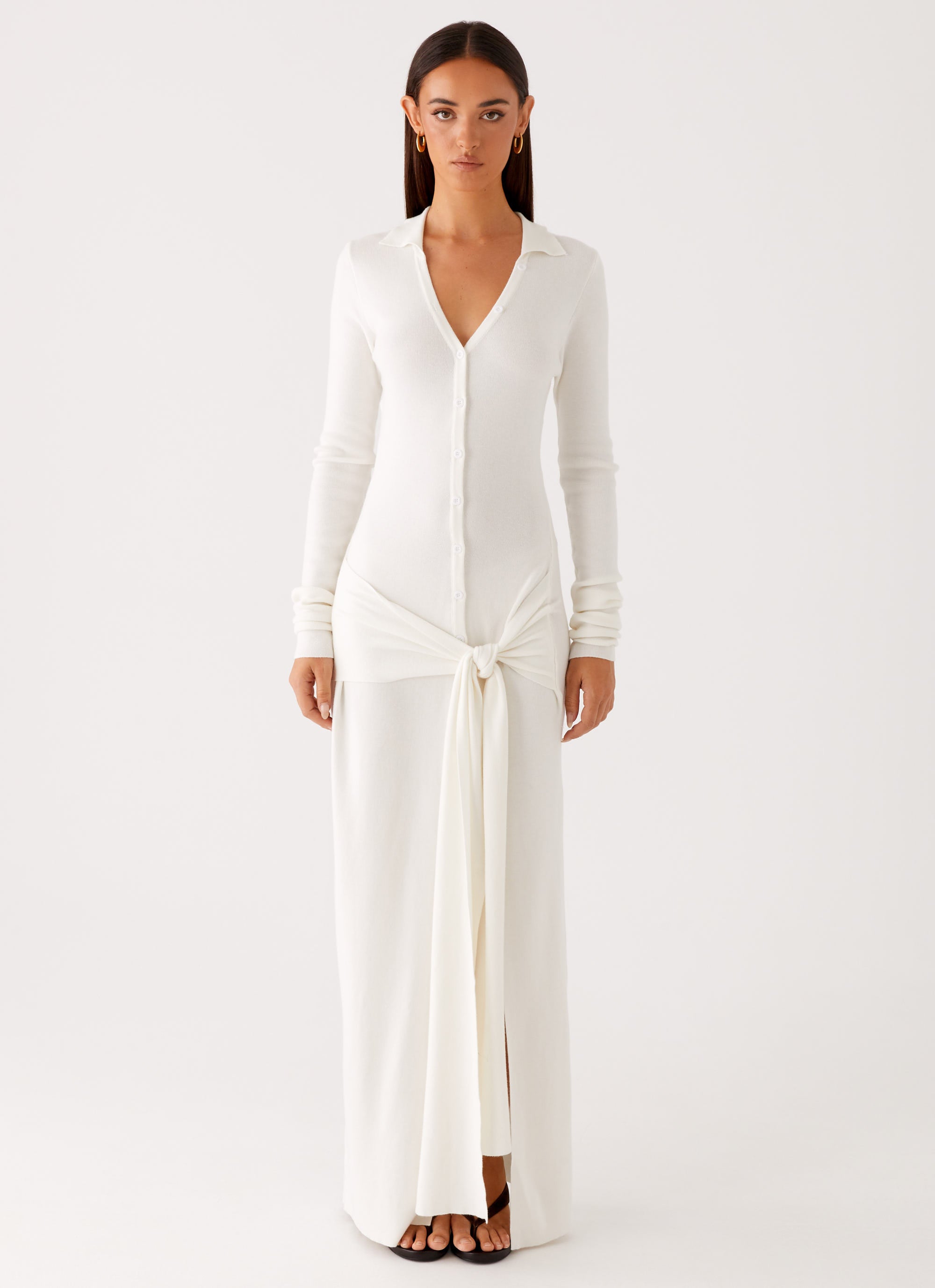 Sabetha Knit Maxi Dress - White