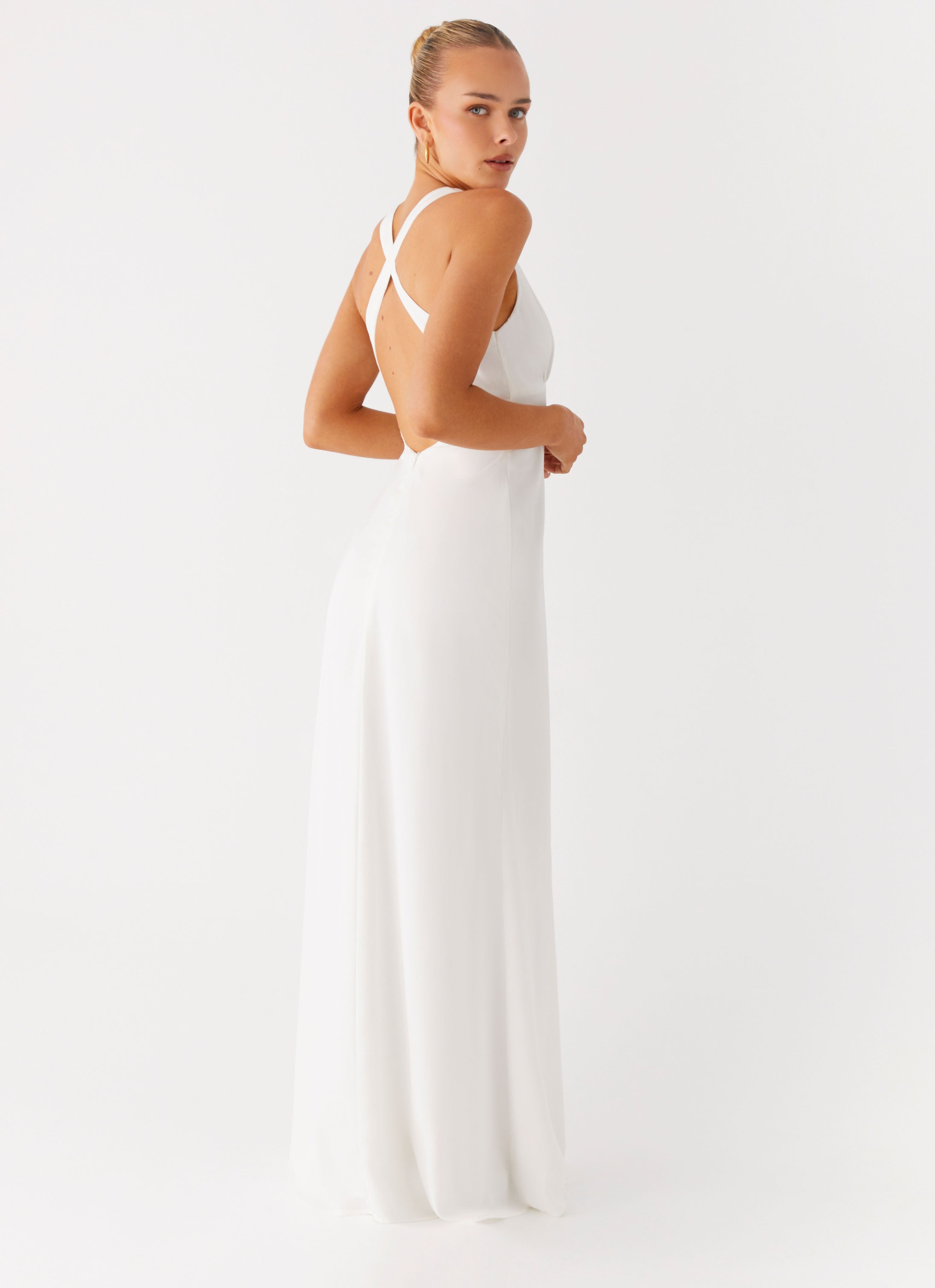 Desi Halterneck Maxi Dress - White