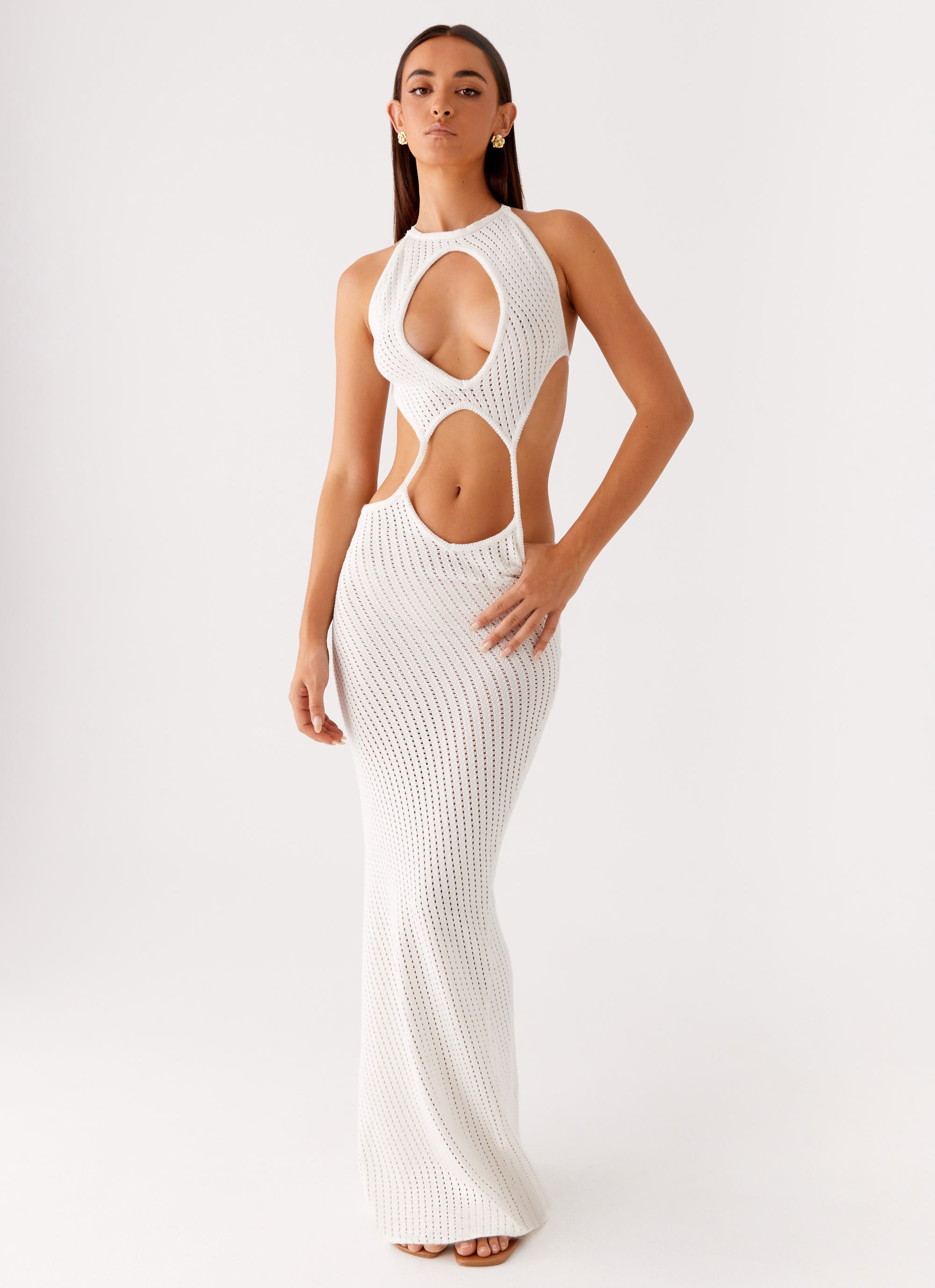 Caicos Crochet Maxi Dress - White