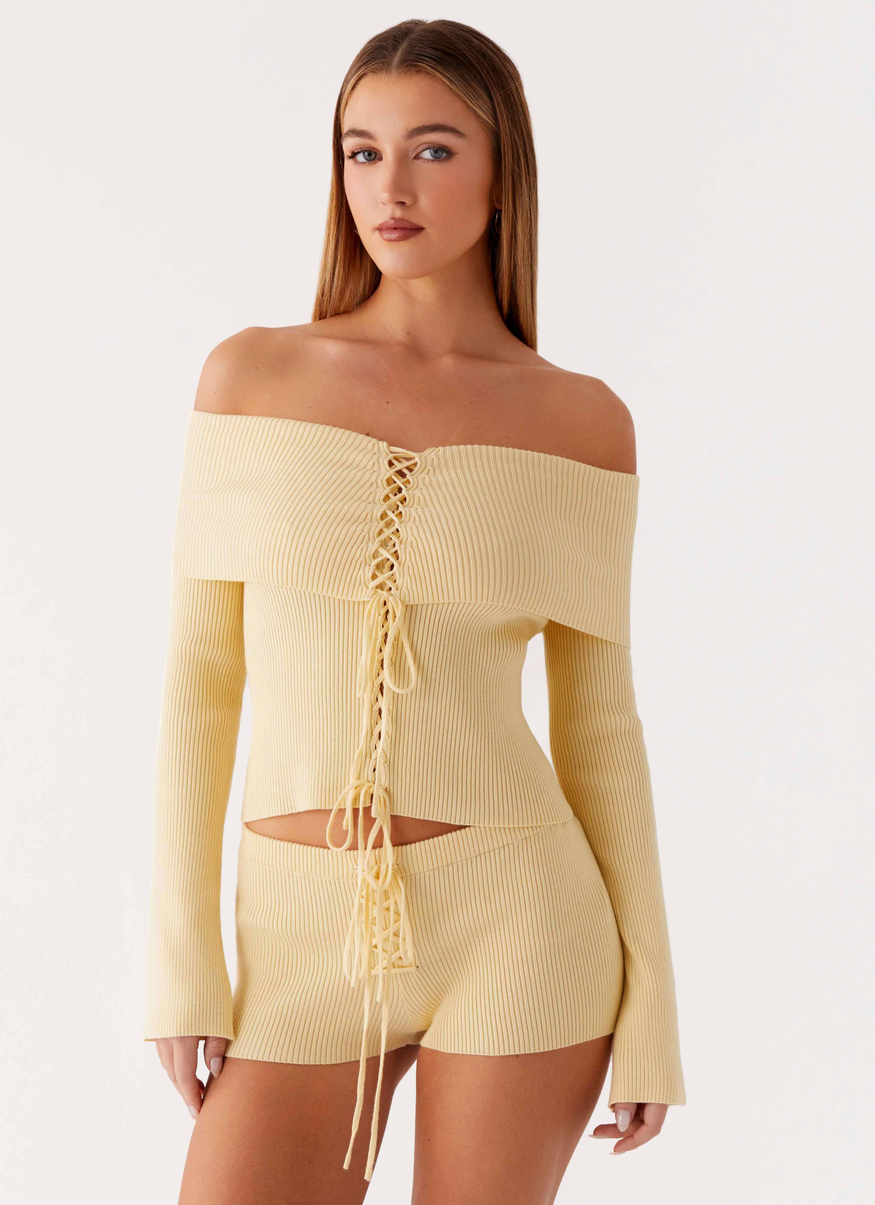 Muted Muse Knit Long Sleeve Top - Yellow